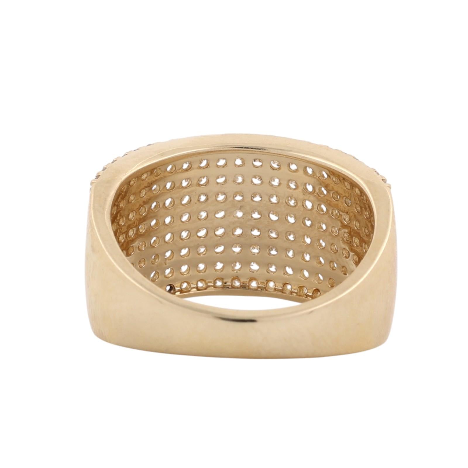 14K Yellow Gold 1.00 CTW Natural Diamond Pave Statement Wide Band Ring Size 6.25