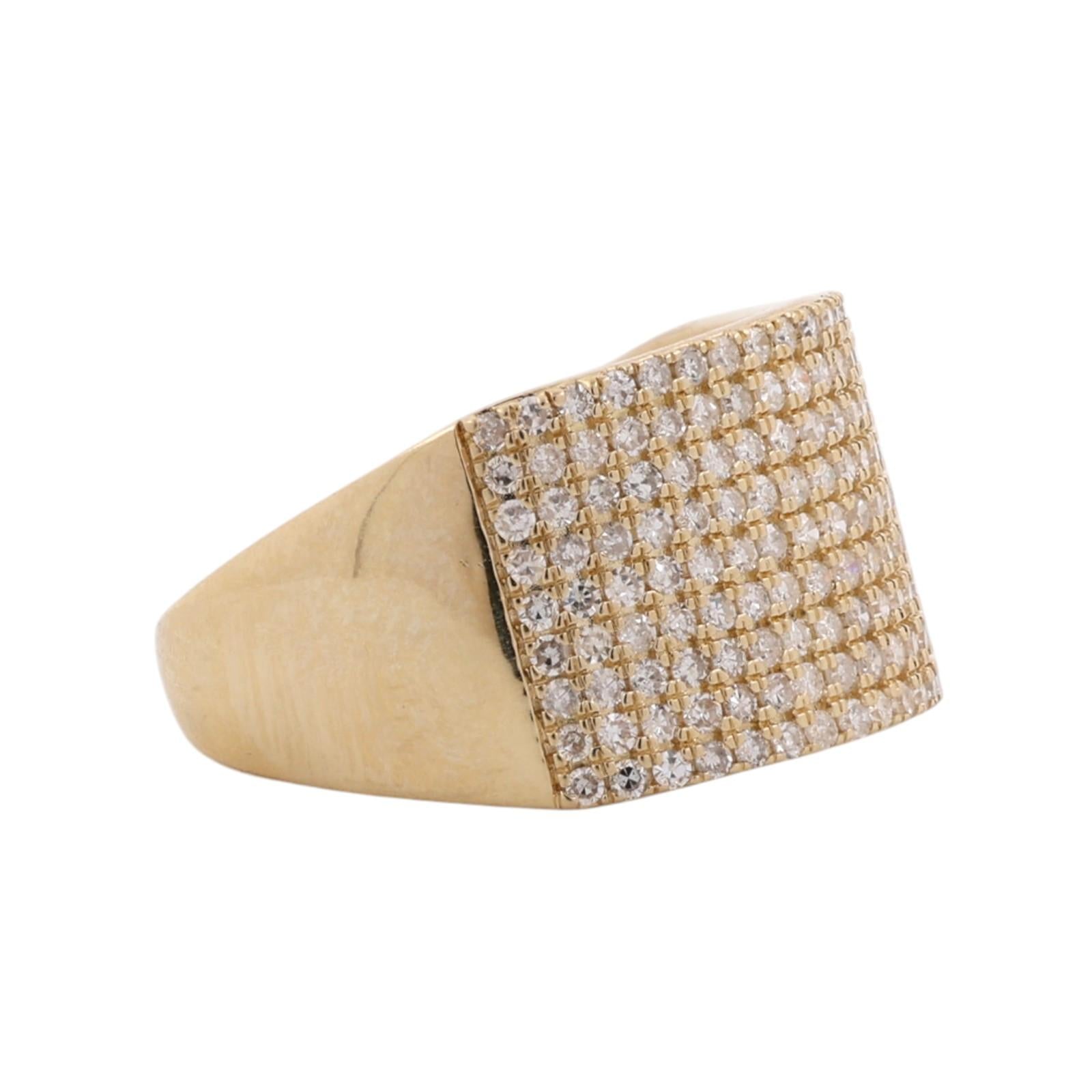 14K Yellow Gold 1.00 CTW Natural Diamond Pave Statement Wide Band Ring Size 6.25