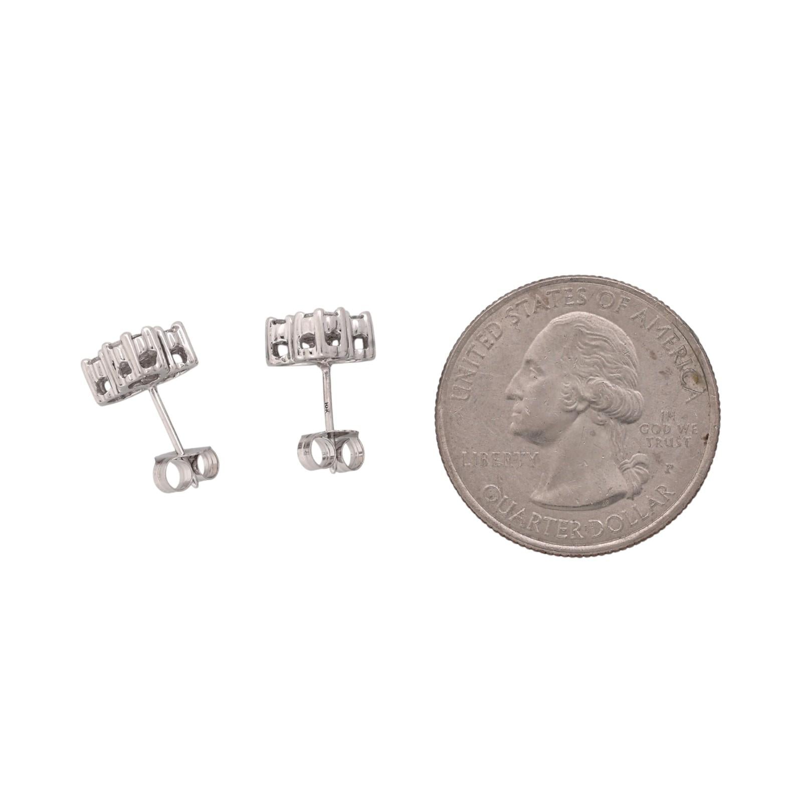 10K White Gold Cluster Diamond Stud Earrings 0.55CTW Round Estate
