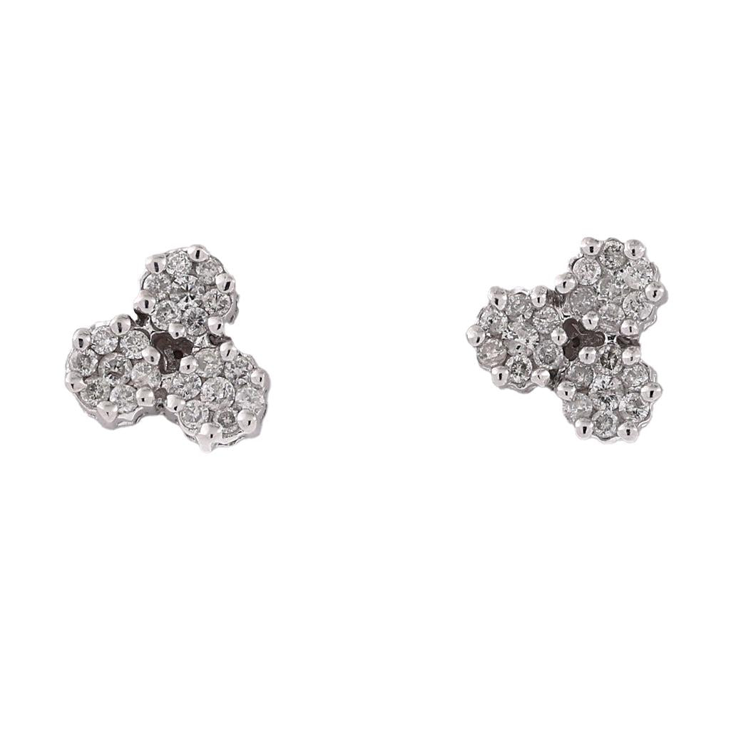 10K White Gold Cluster Diamond Stud Earrings 0.55CTW Round Estate