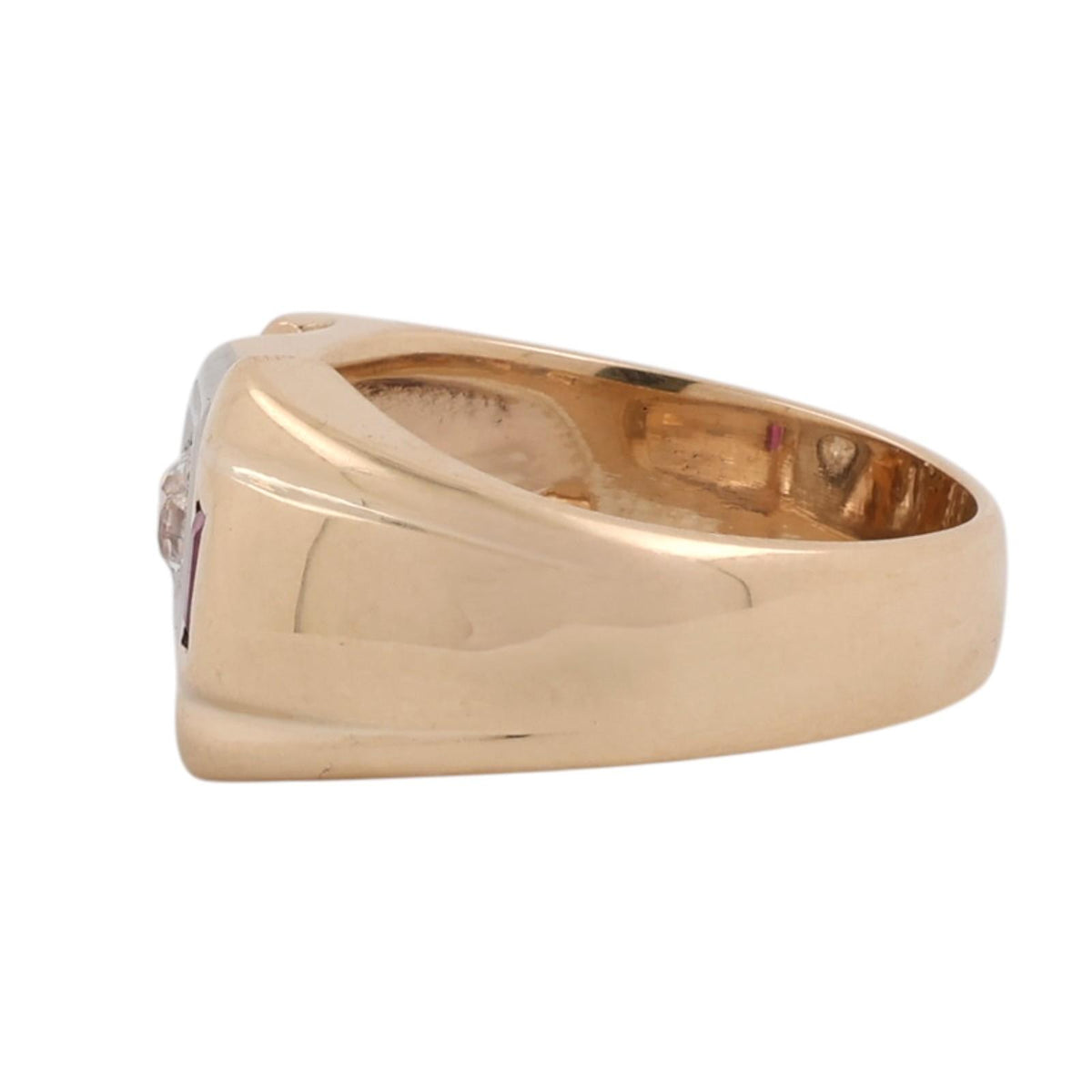 Vintage Old European Diamond Ruby Men's Ring 14K Two Tone Gold 0.23 CTW Sz 7.5