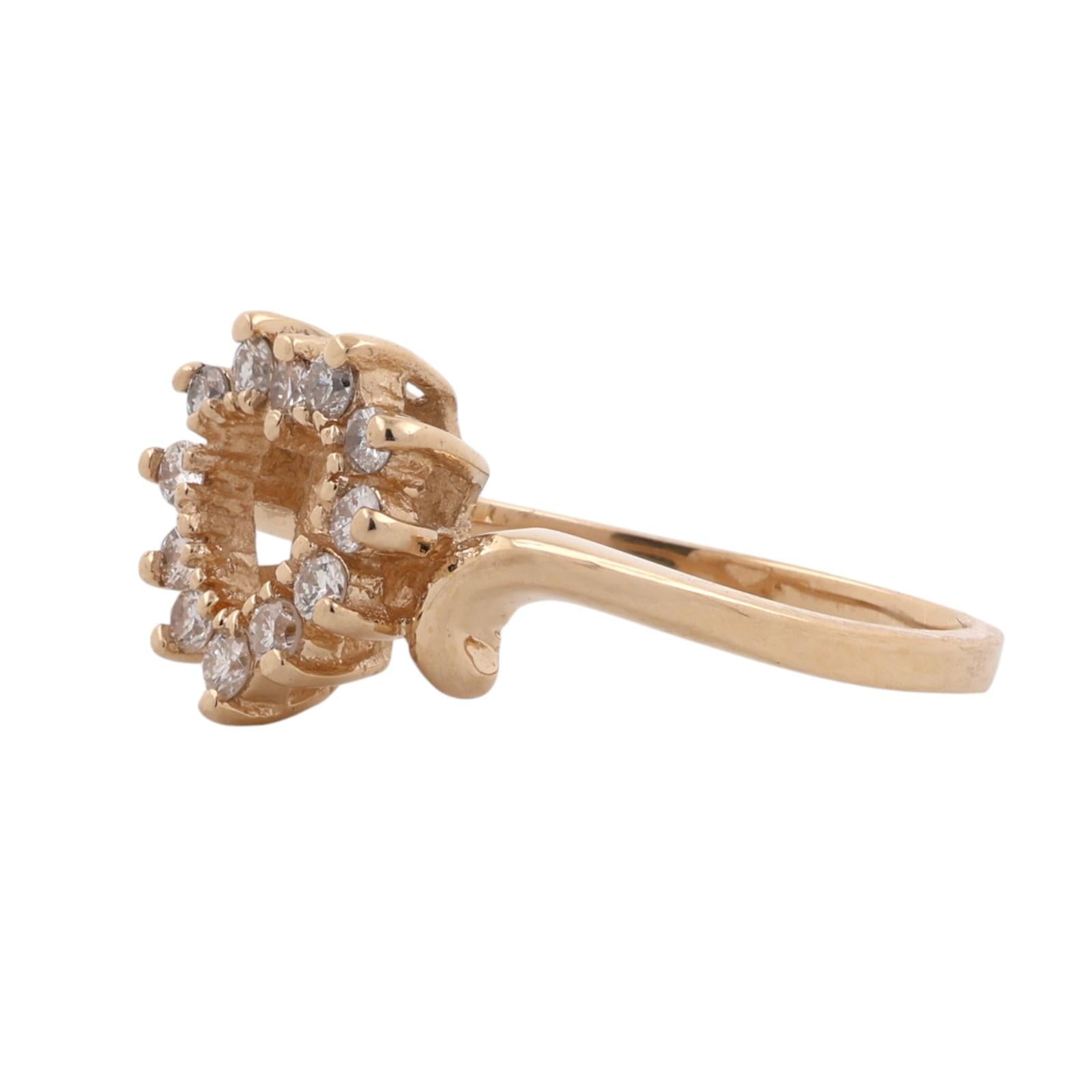 Yellow Gold 0.33 CTW Natural Diamond Open Heart Ring Size 6.25