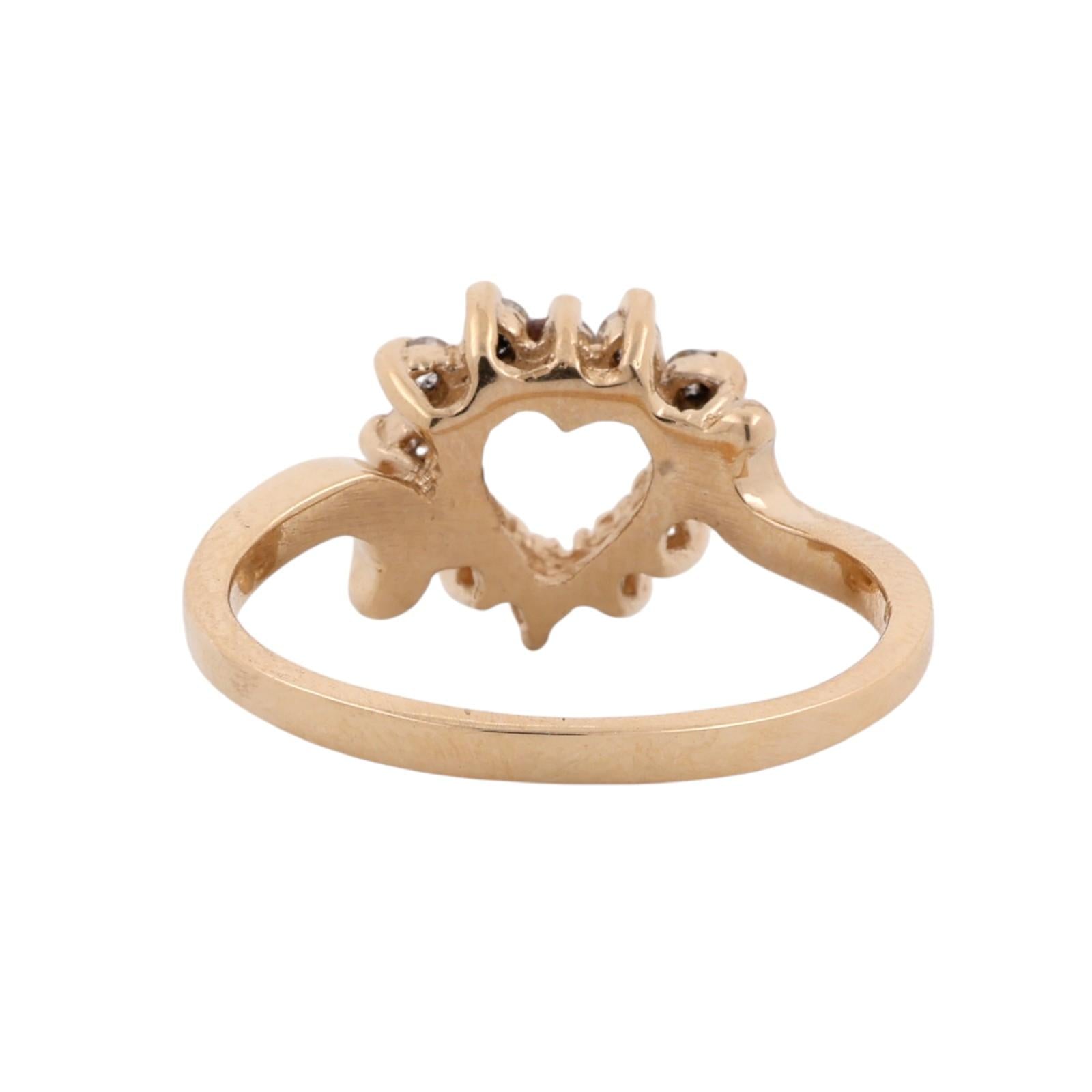 Yellow Gold 0.33 CTW Natural Diamond Open Heart Ring Size 6.25