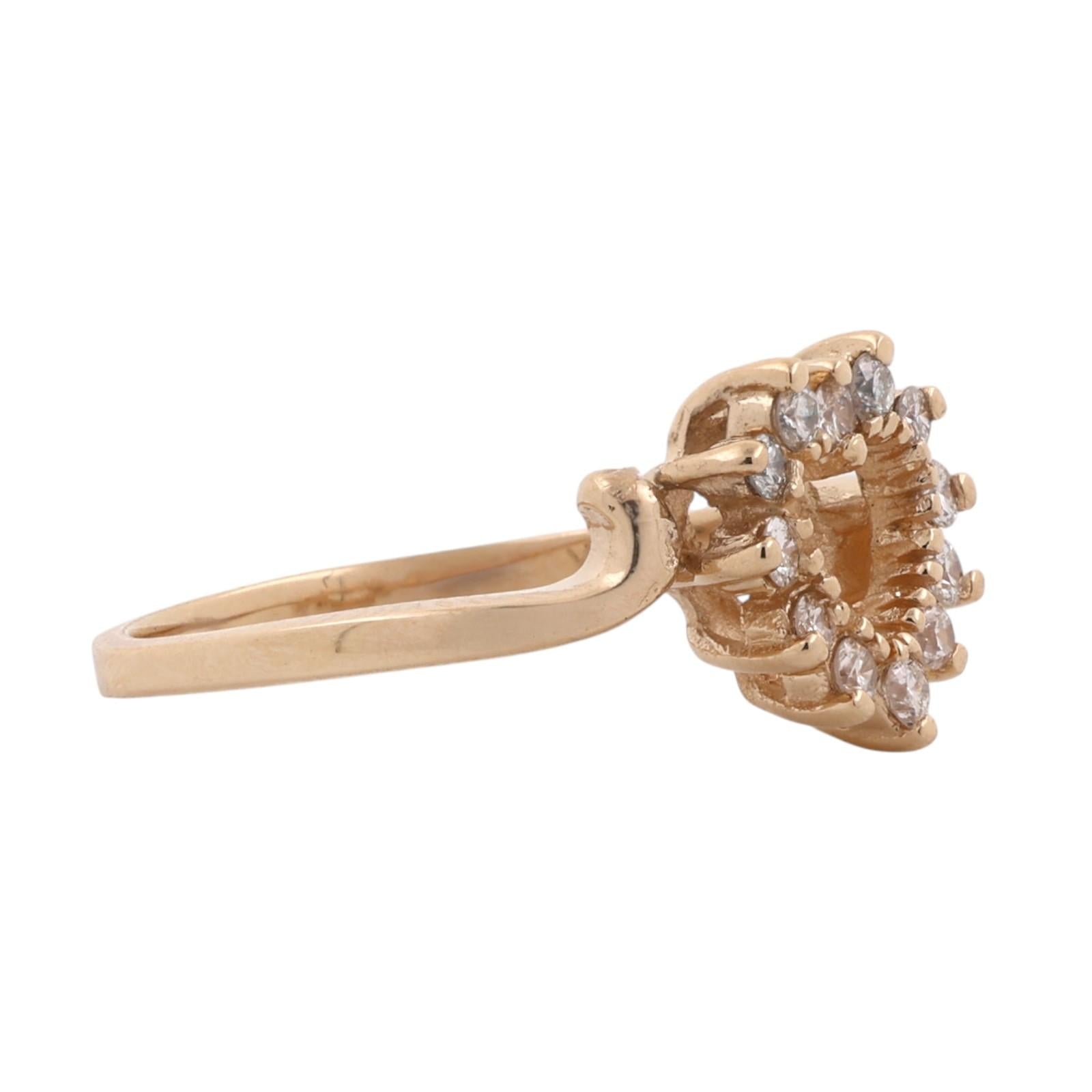 Yellow Gold 0.33 CTW Natural Diamond Open Heart Ring Size 6.25