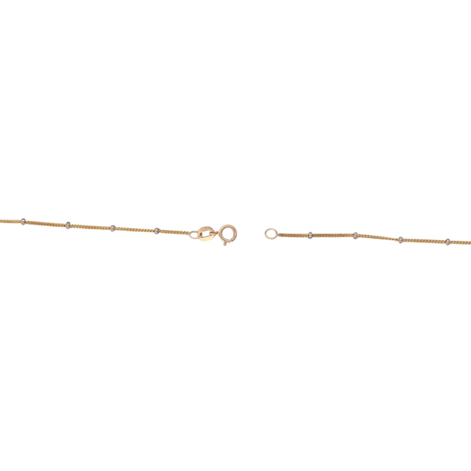 14K Two-Tone Gold Natural Diamond Drop Pendant Necklace 0.15 CTW 16" Italy