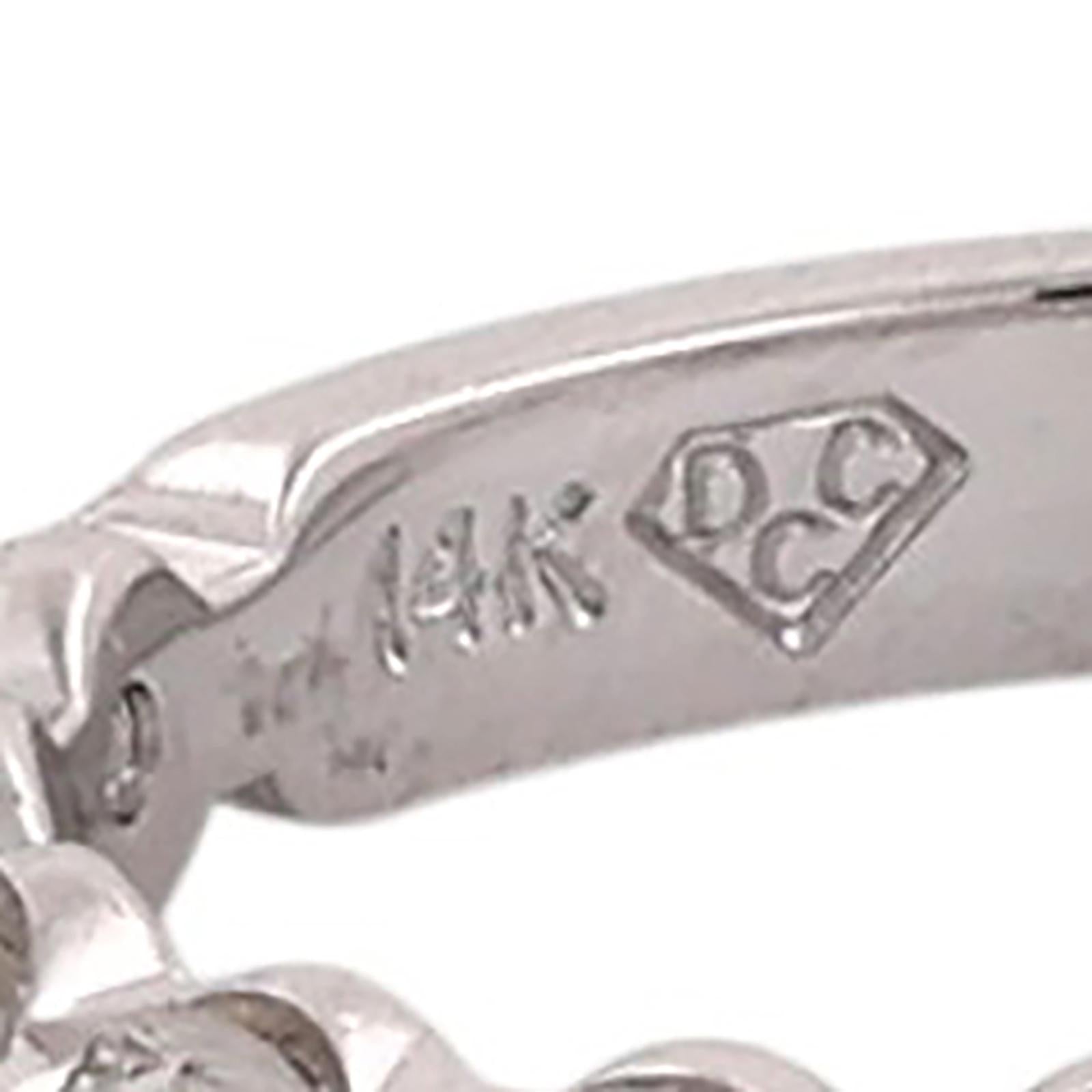 0.88 CTW Natural Diamond Hoop Earrings 14K White Gold Ladies Estate