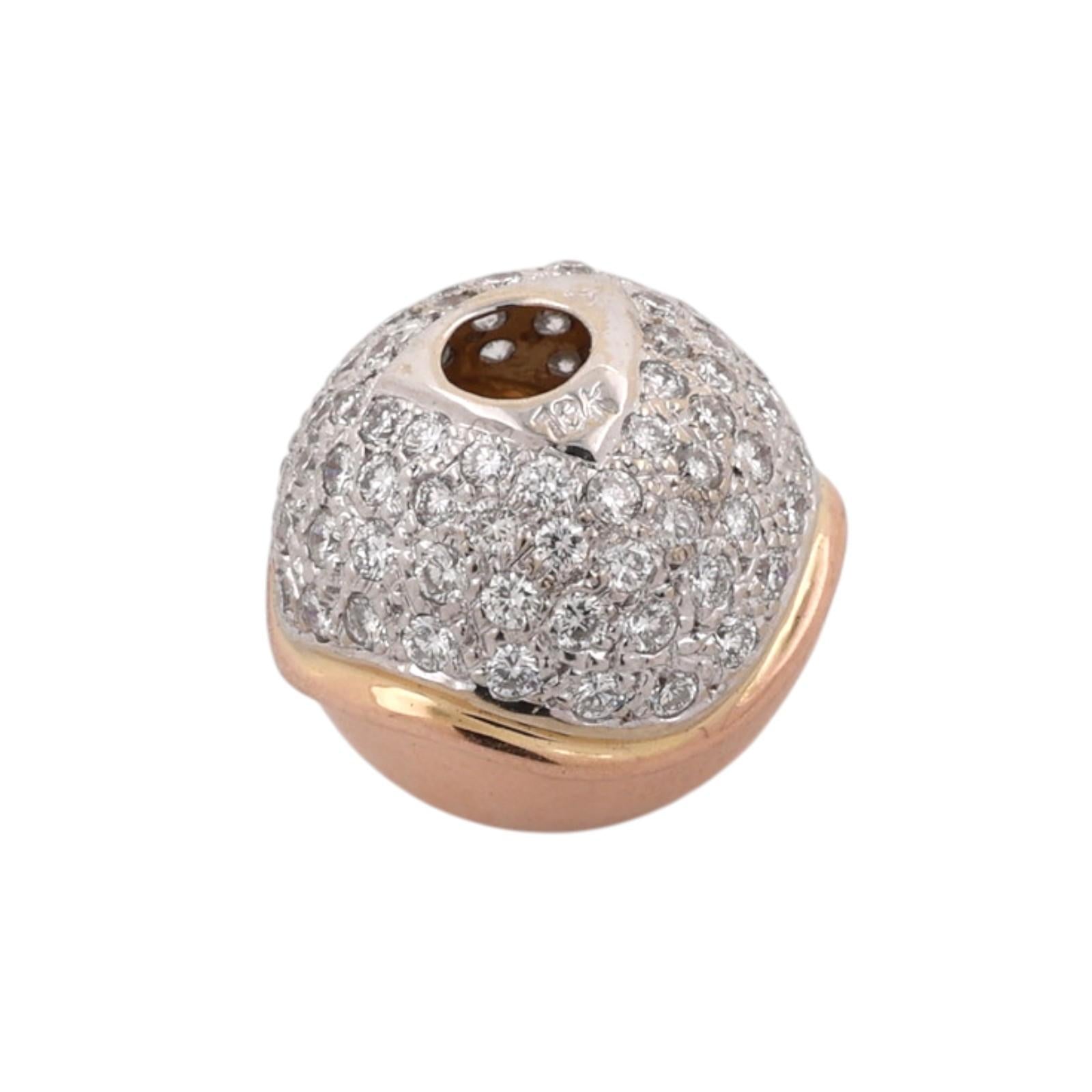 1.20 CTW Natural Diamond 18K Tri Color Gold Pave Slider Pendant G-H VS-SI