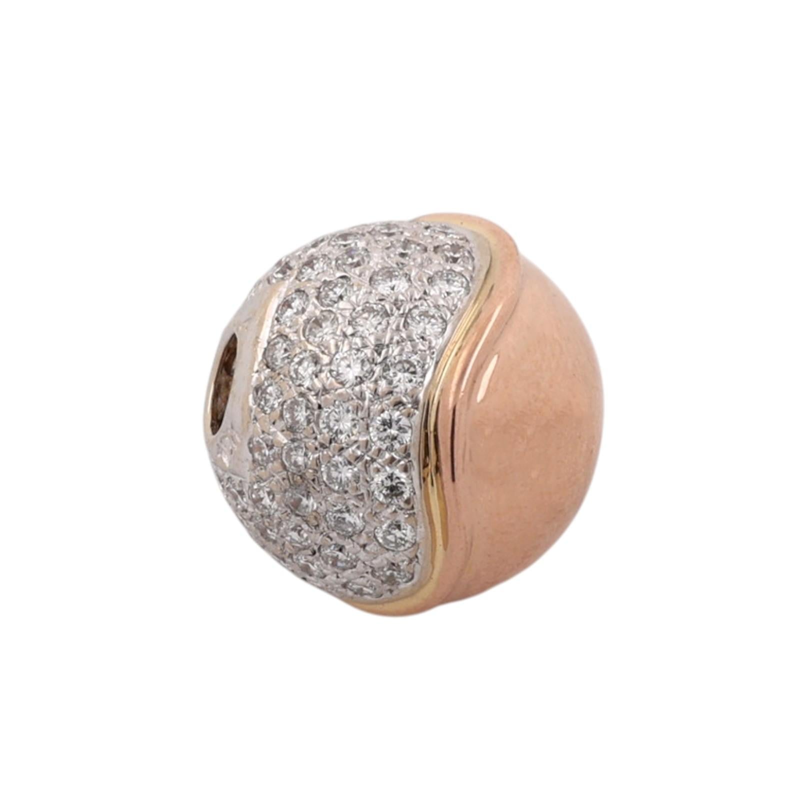 1.20 CTW Natural Diamond 18K Tri Color Gold Pave Slider Pendant G-H VS-SI