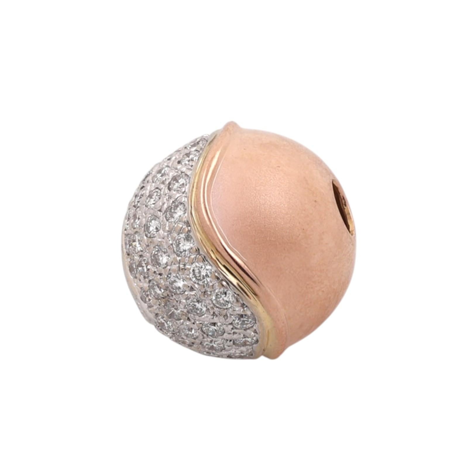 1.20 CTW Natural Diamond 18K Tri Color Gold Pave Slider Pendant G-H VS-SI