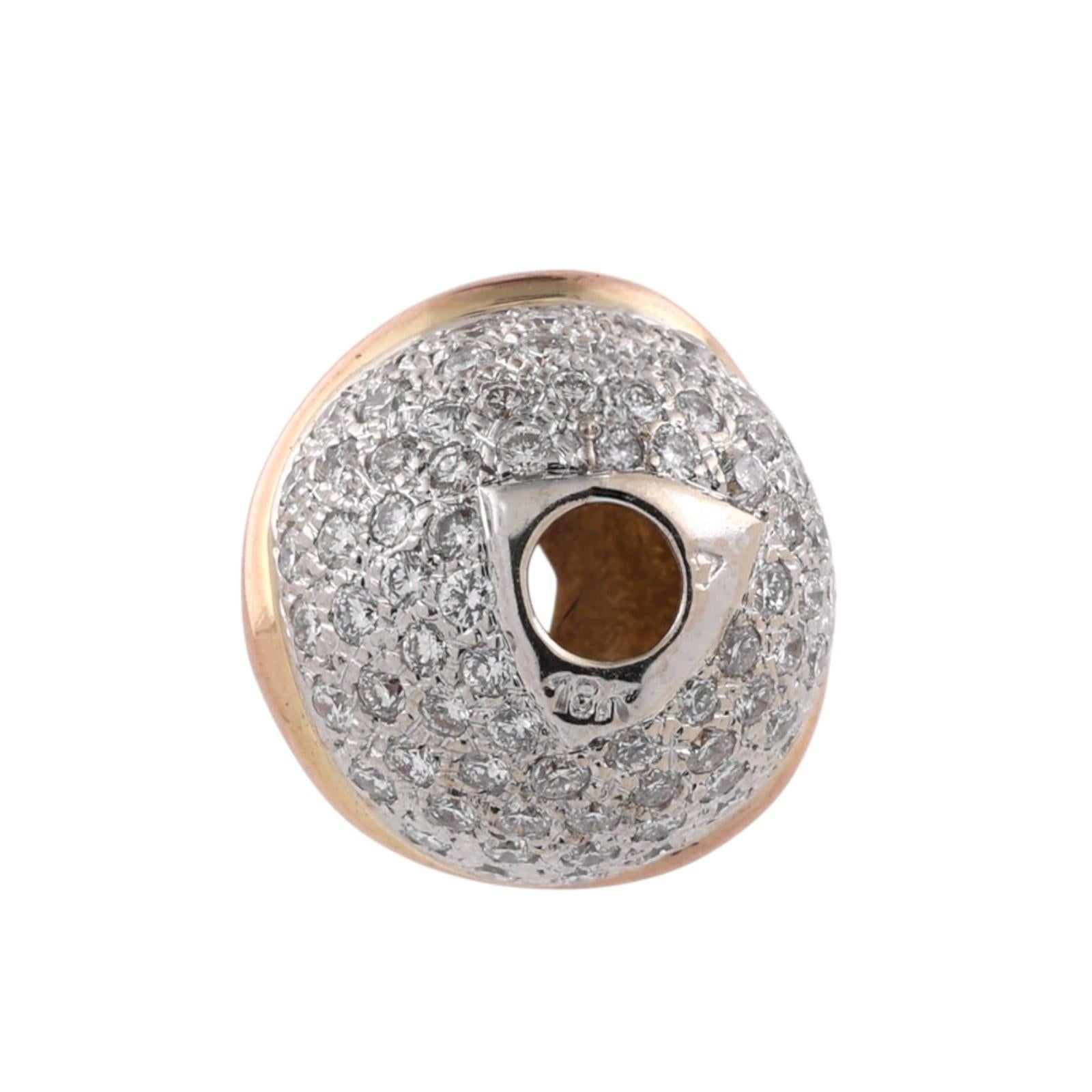 1.20 CTW Natural Diamond 18K Tri Color Gold Pave Slider Pendant G-H VS-SI