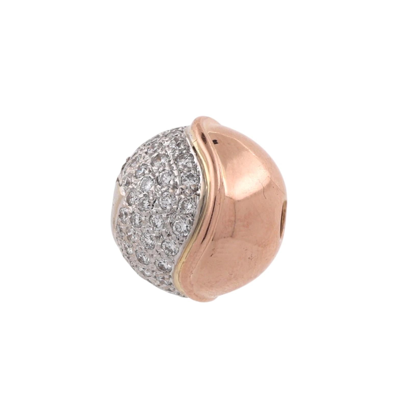 1.20 CTW Natural Diamond 18K Tri Color Gold Pave Slider Pendant G-H VS-SI