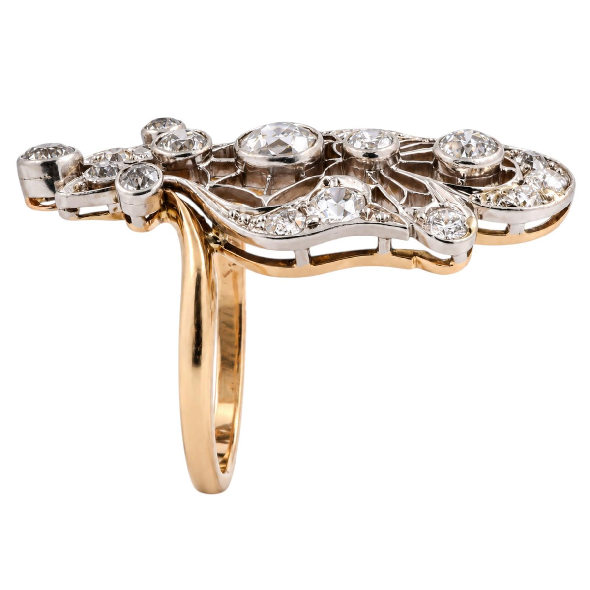 Antique Edwardian Old European Diamond Filigree Ring 14K Gold Platinum 1.15 CTW