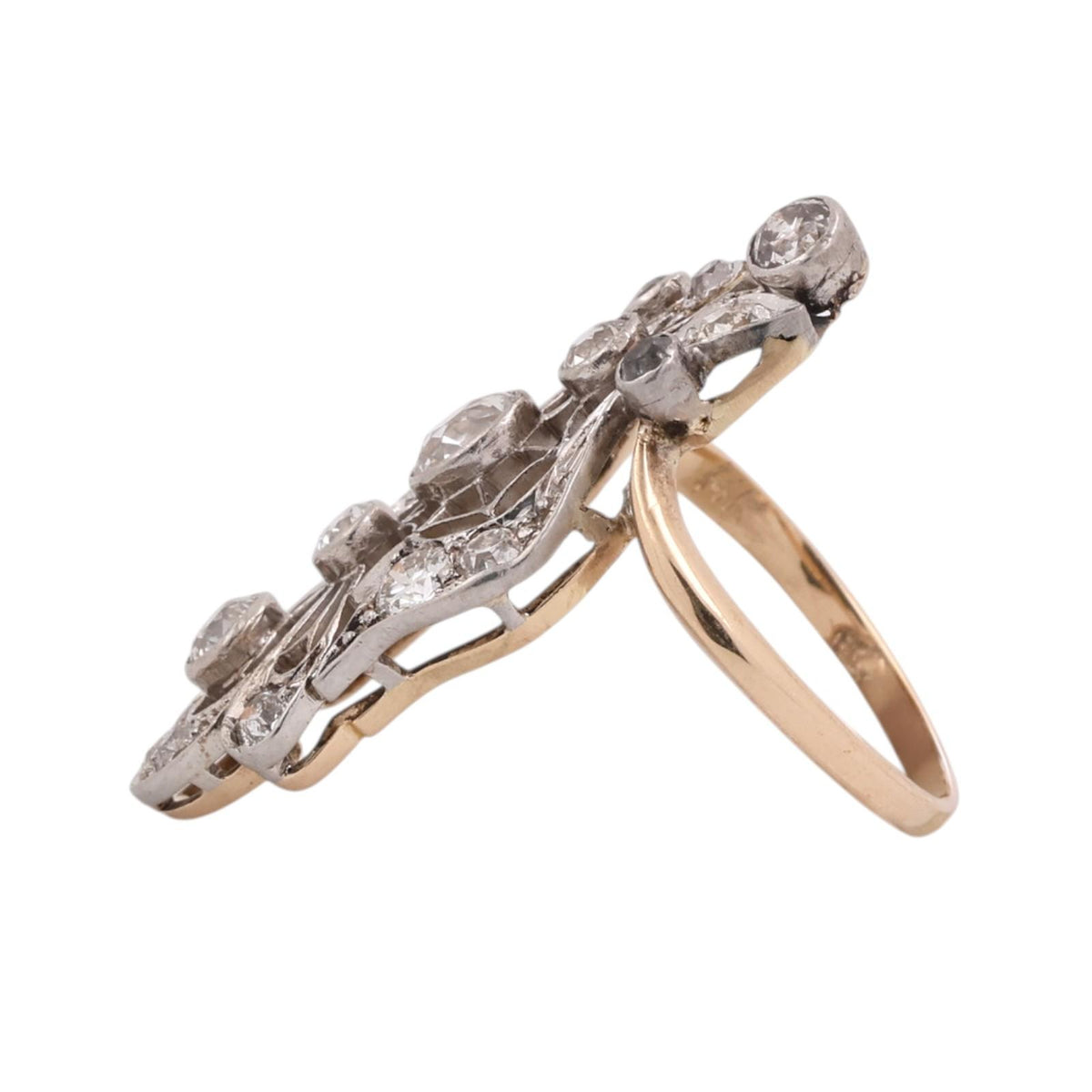 Antique Edwardian Old European Diamond Filigree Ring 14K Gold Platinum 1.15 CTW