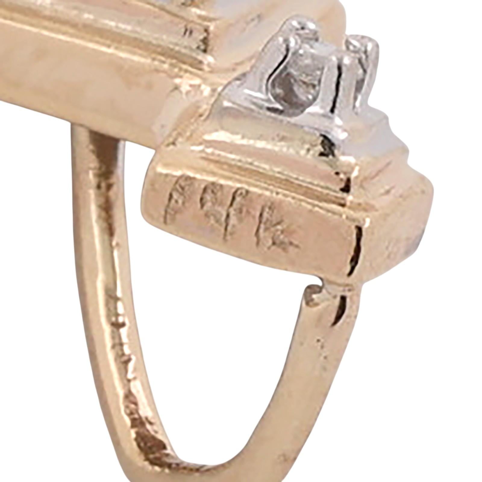 14K Two Tone Gold Diamond Geometric Pendant 0.30CTW Estate Charm 1.10"