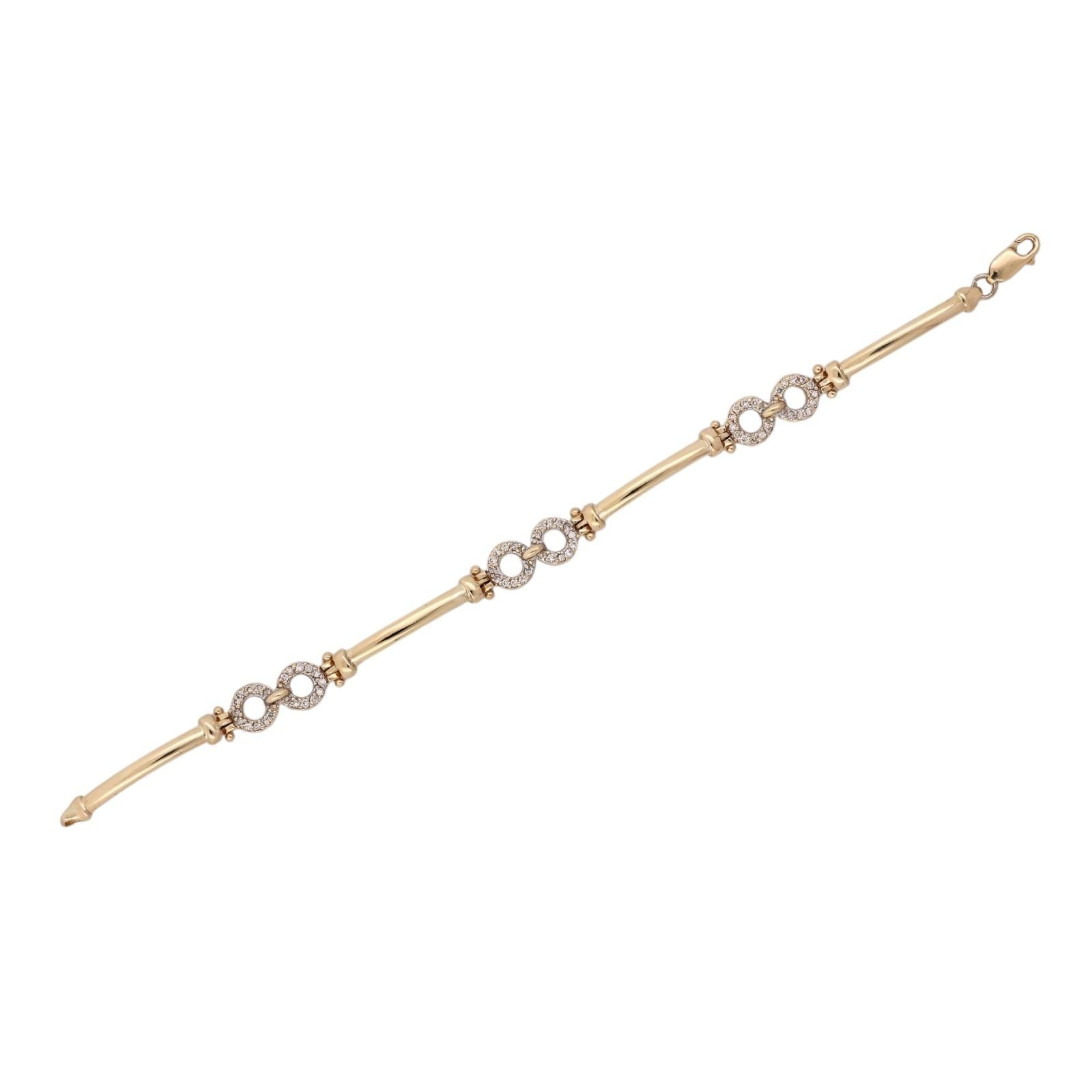 0.60CTW Diamond Infinity Bracelet 14K Yellow Gold 7" Estate Natural Diamonds