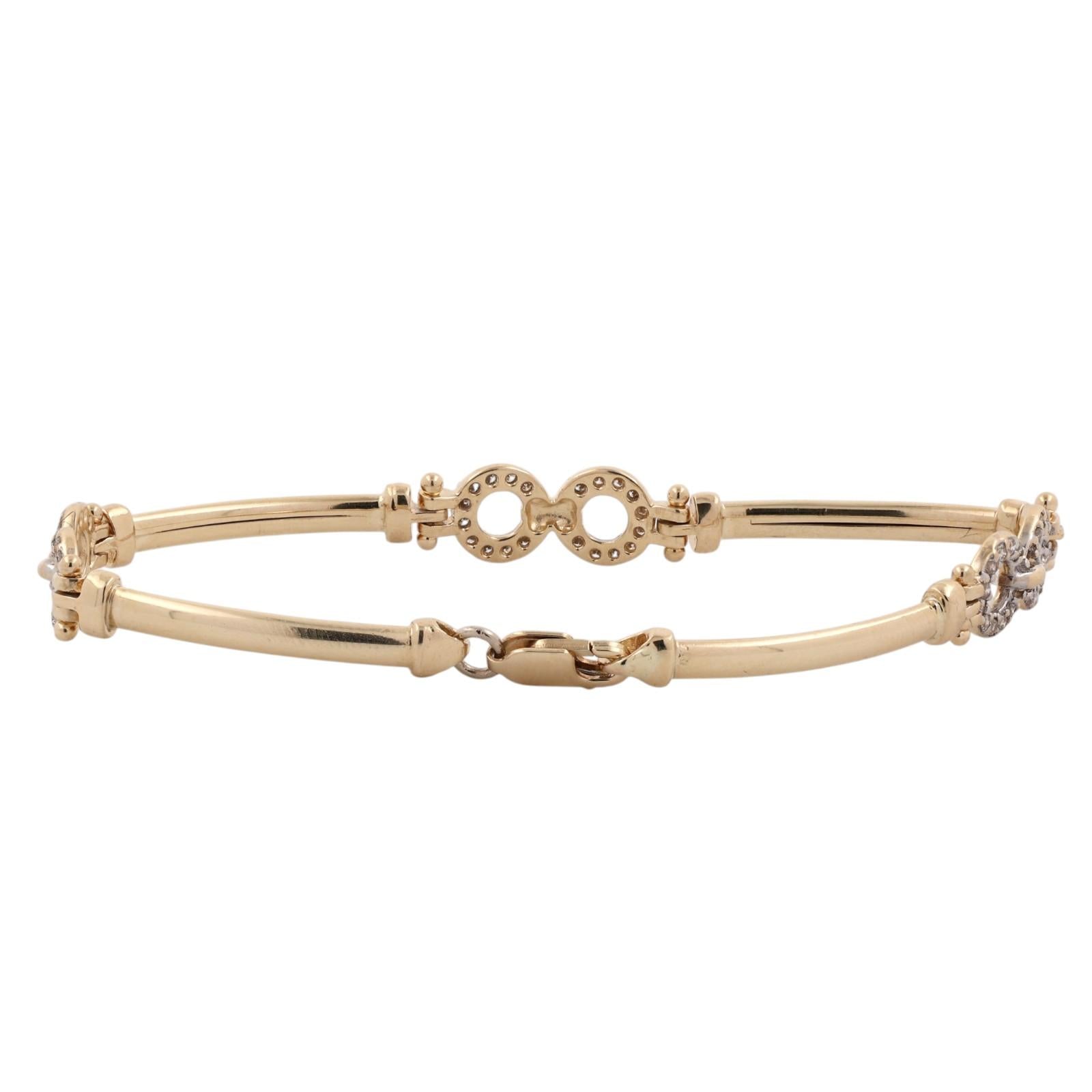 0.60CTW Diamond Infinity Bracelet 14K Yellow Gold 7" Estate Natural Diamonds