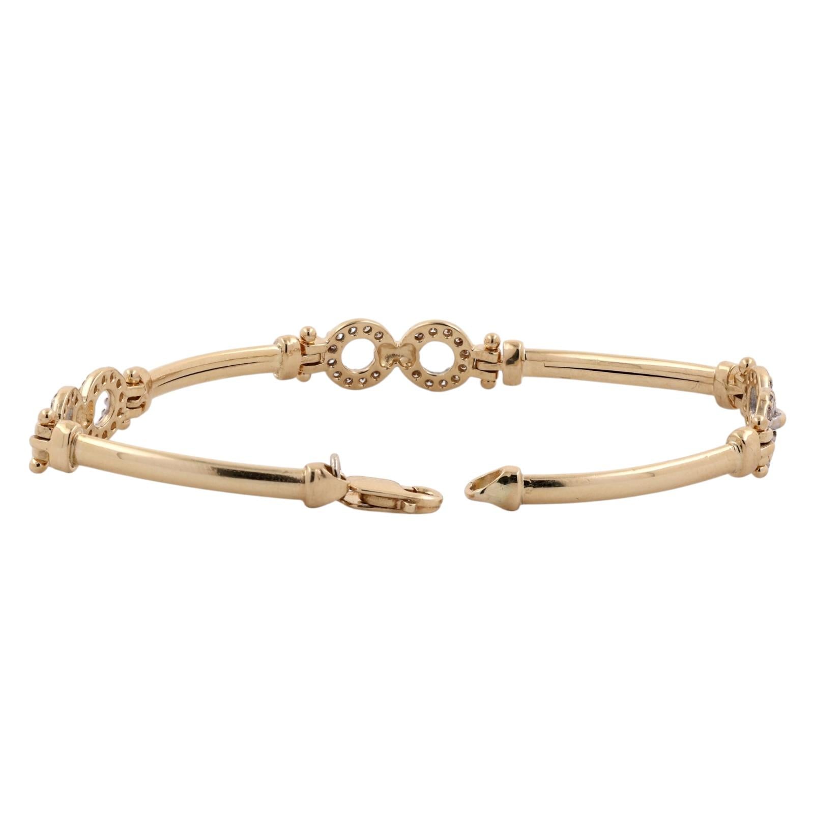 0.60CTW Diamond Infinity Bracelet 14K Yellow Gold 7" Estate Natural Diamonds