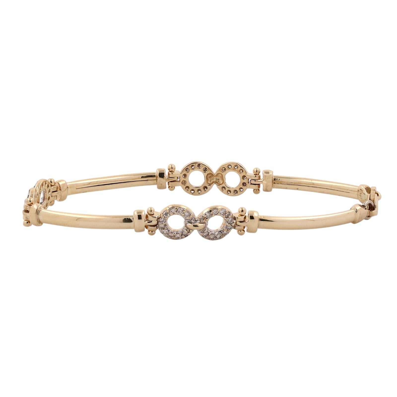 0.60CTW Diamond Infinity Bracelet 14K Yellow Gold 7" Estate Natural Diamonds