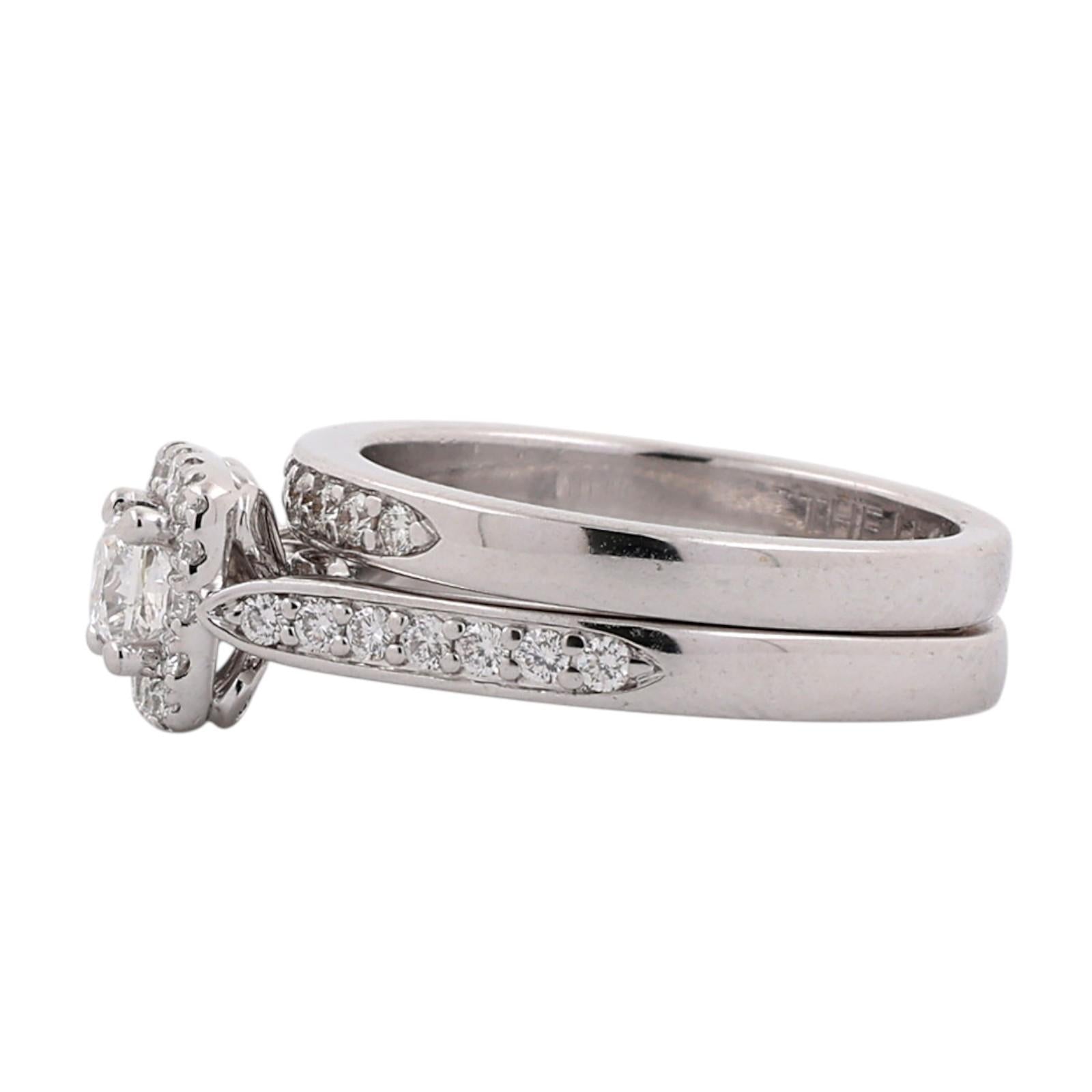 The Leo 14K White Gold 1.20 CTW Natural Diamond Princess Cut Bridal Ring Set