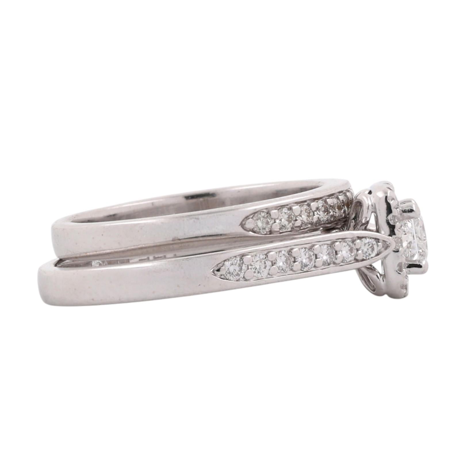 The Leo 14K White Gold 1.20 CTW Natural Diamond Princess Cut Bridal Ring Set