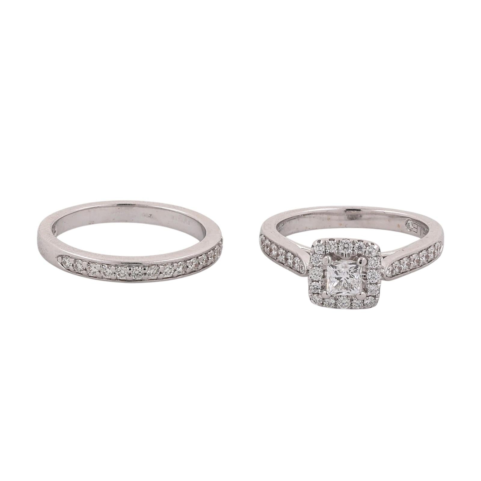 The Leo 14K White Gold 1.20 CTW Natural Diamond Princess Cut Bridal Ring Set