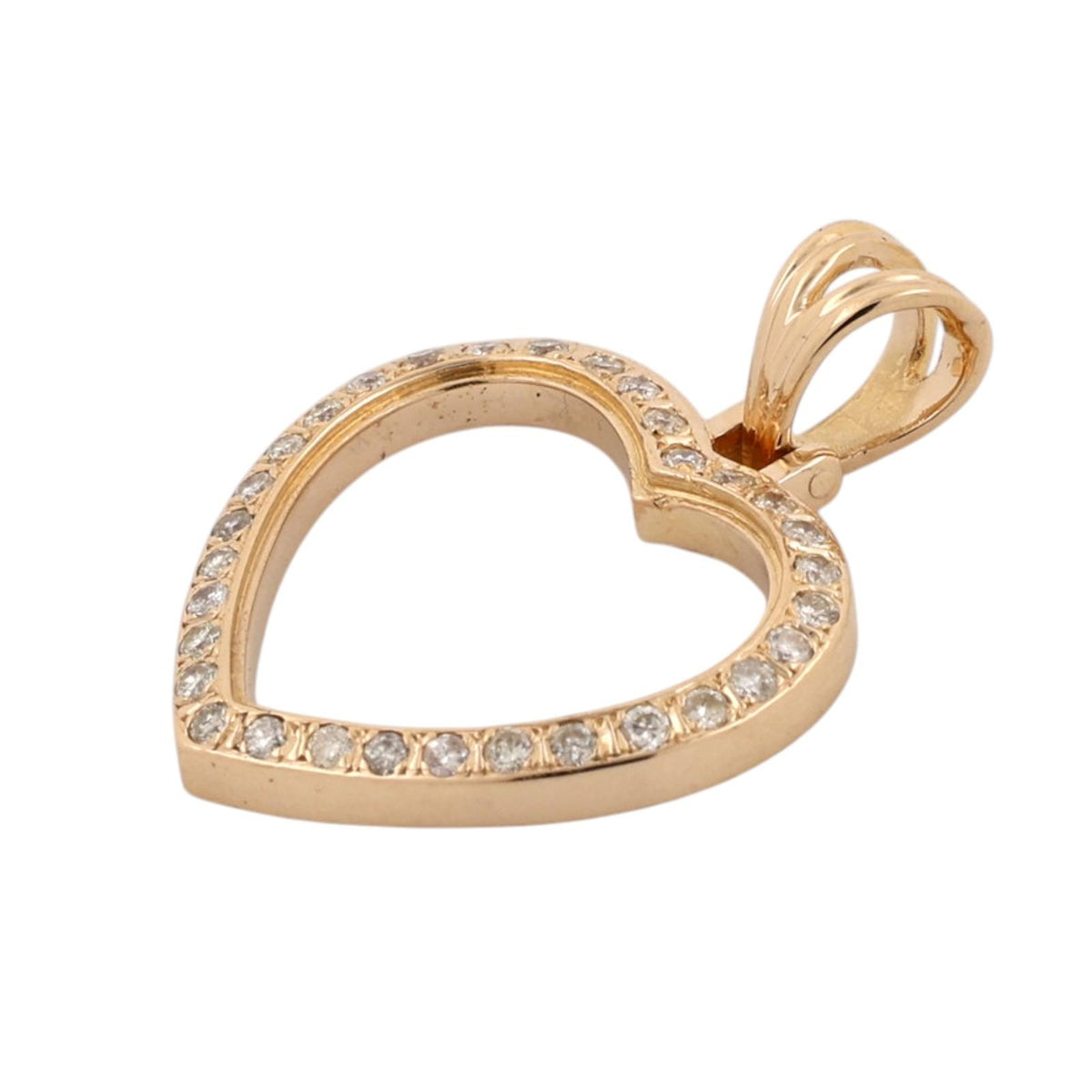 0.32 CTW Natural Diamond Open Heart Pendant 18K Yellow Gold 1.15"