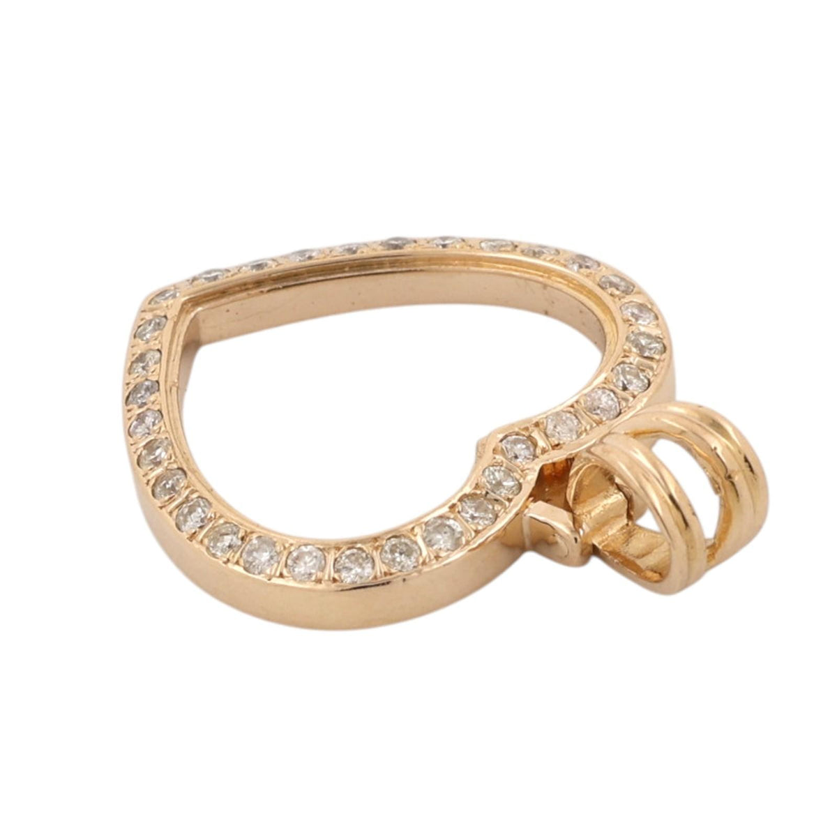 0.32 CTW Natural Diamond Open Heart Pendant 18K Yellow Gold 1.15"