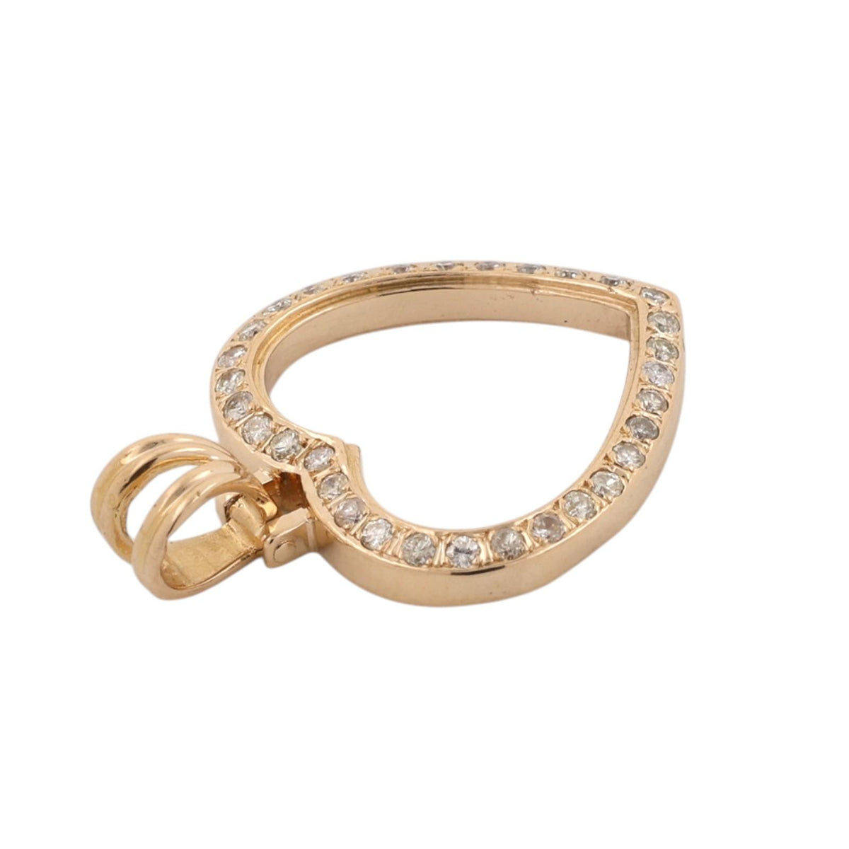 0.32 CTW Natural Diamond Open Heart Pendant 18K Yellow Gold 1.15"