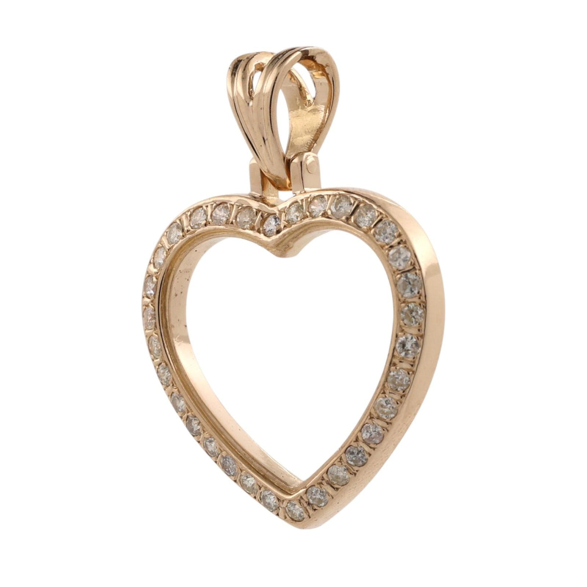 0.32 CTW Natural Diamond Open Heart Pendant 18K Yellow Gold 1.15"