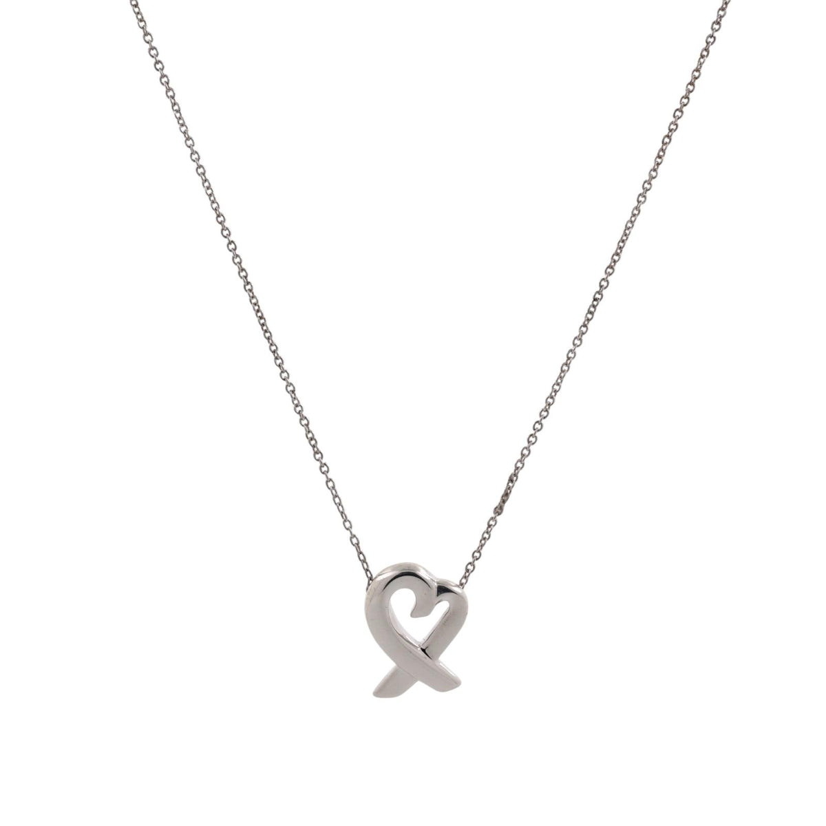 Tiffany & Co. Paloma Picasso Loving Heart Necklace Sterling Silver 925 16.5"