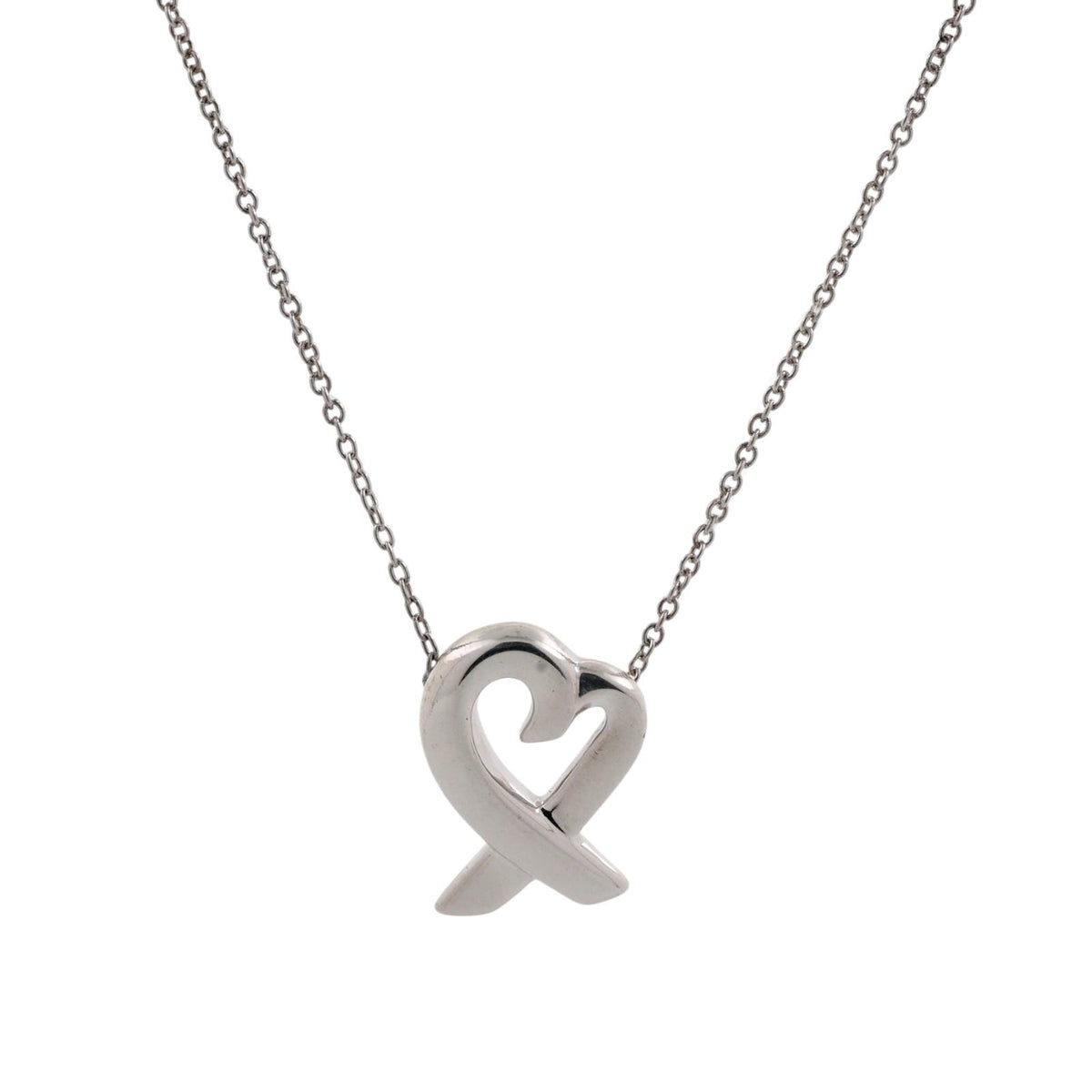 Tiffany & Co. Paloma Picasso Loving Heart Necklace Sterling Silver 925 16.5"