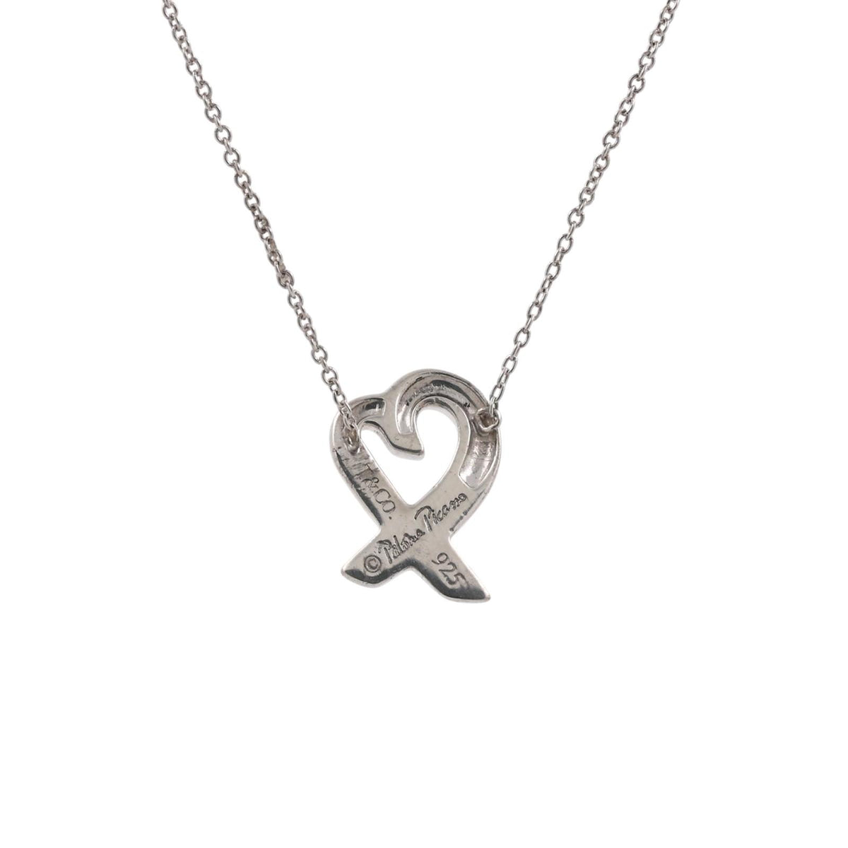 Tiffany & Co. Paloma Picasso Loving Heart Necklace Sterling Silver 925 16.5"