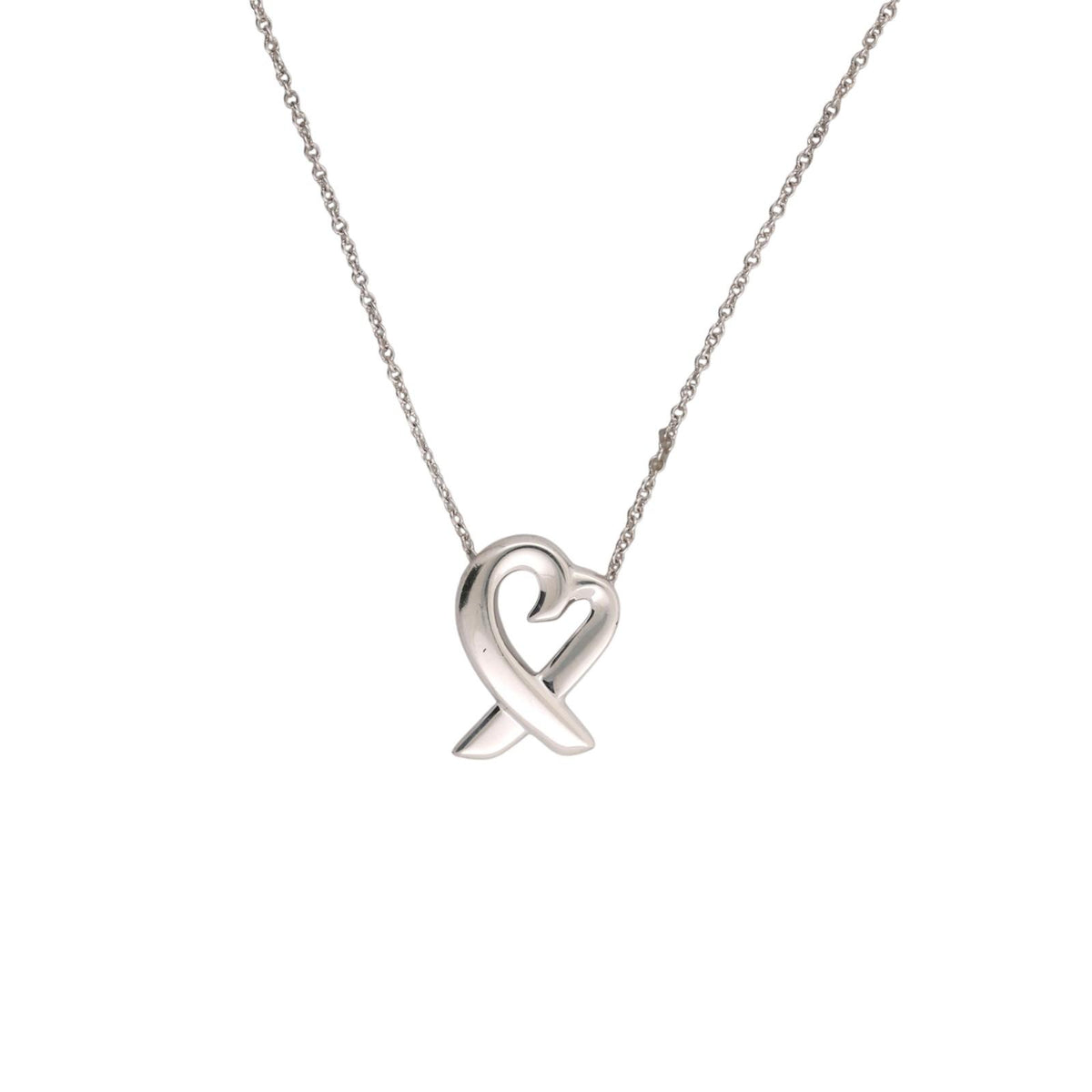 Tiffany & Co. Paloma Picasso Loving Heart Necklace Sterling Silver 925 16.5"