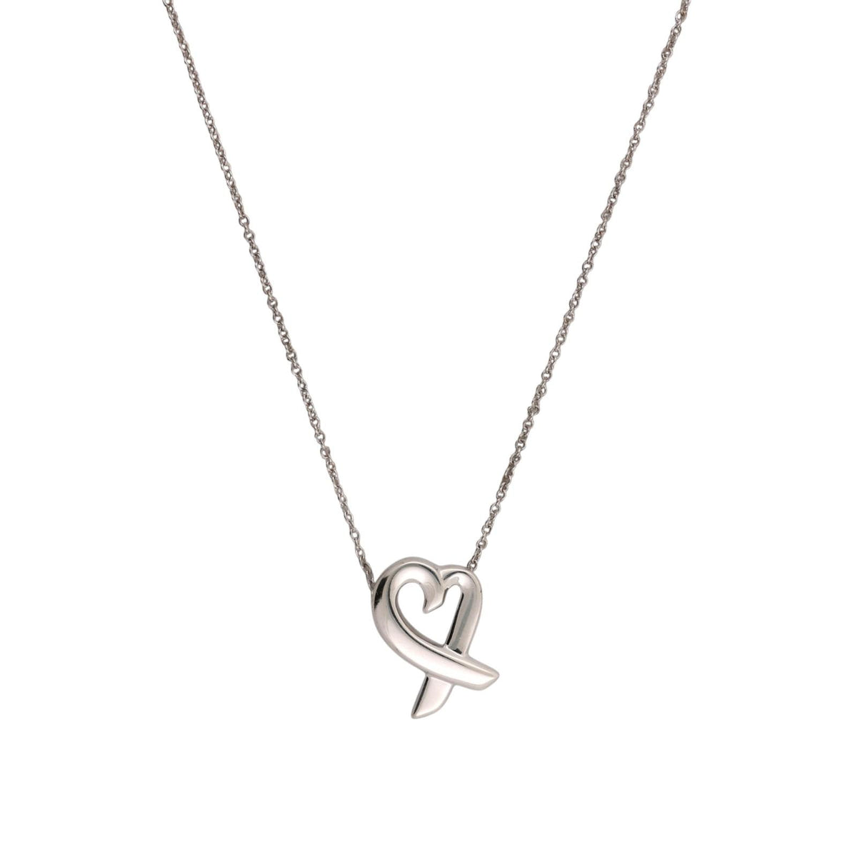 Tiffany & Co. Paloma Picasso Loving Heart Necklace Sterling Silver 925 16.5"