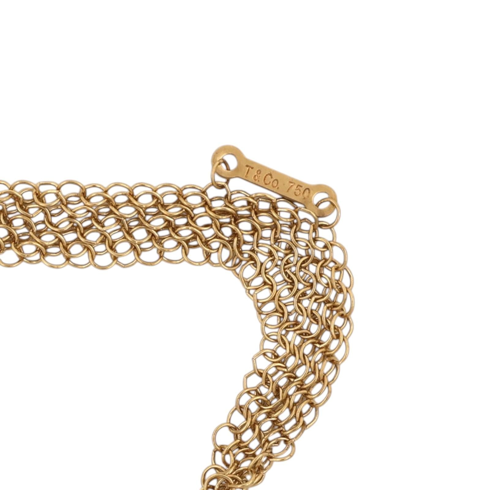 Tiffany & Co. Elsa Peretti Large Open Heart Pendant 18K Gold Mesh 30.5" Necklace