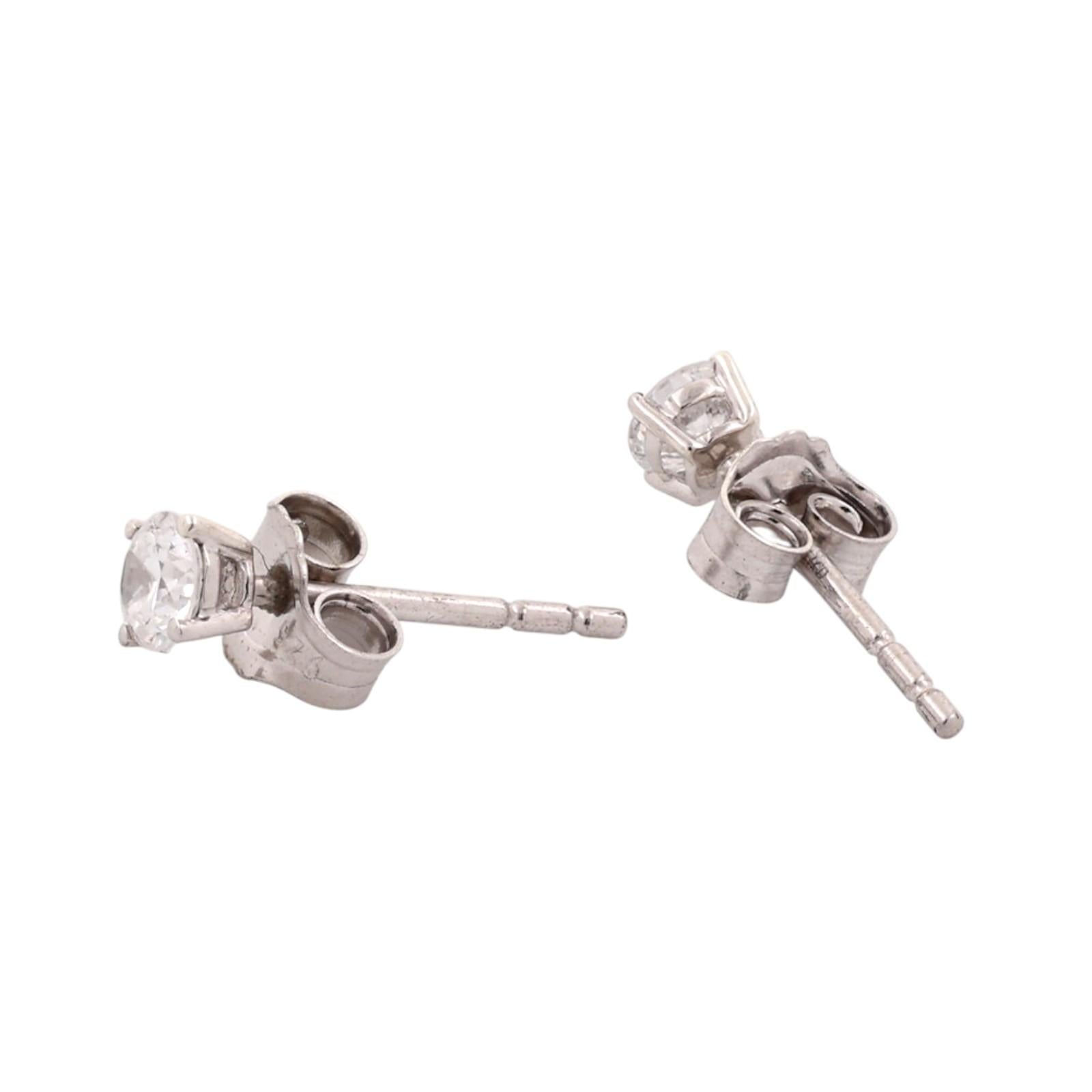 0.30CTW Round Lab Grown Diamond Stud Earrings Sterling Silver 4-Prong Basket Set