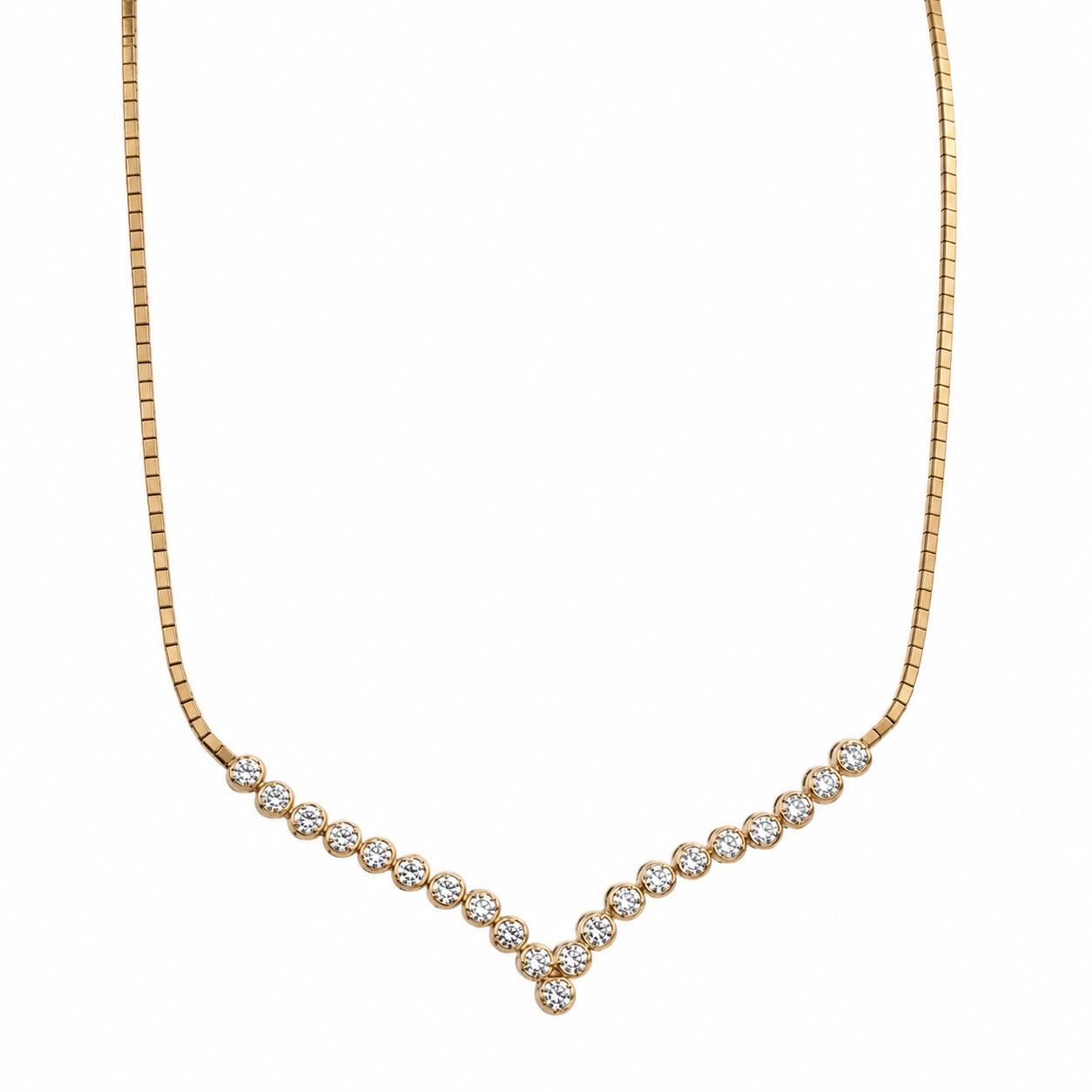 14K Yellow Gold 1.50 CTW Natural Diamond Graduated V Necklace 18"