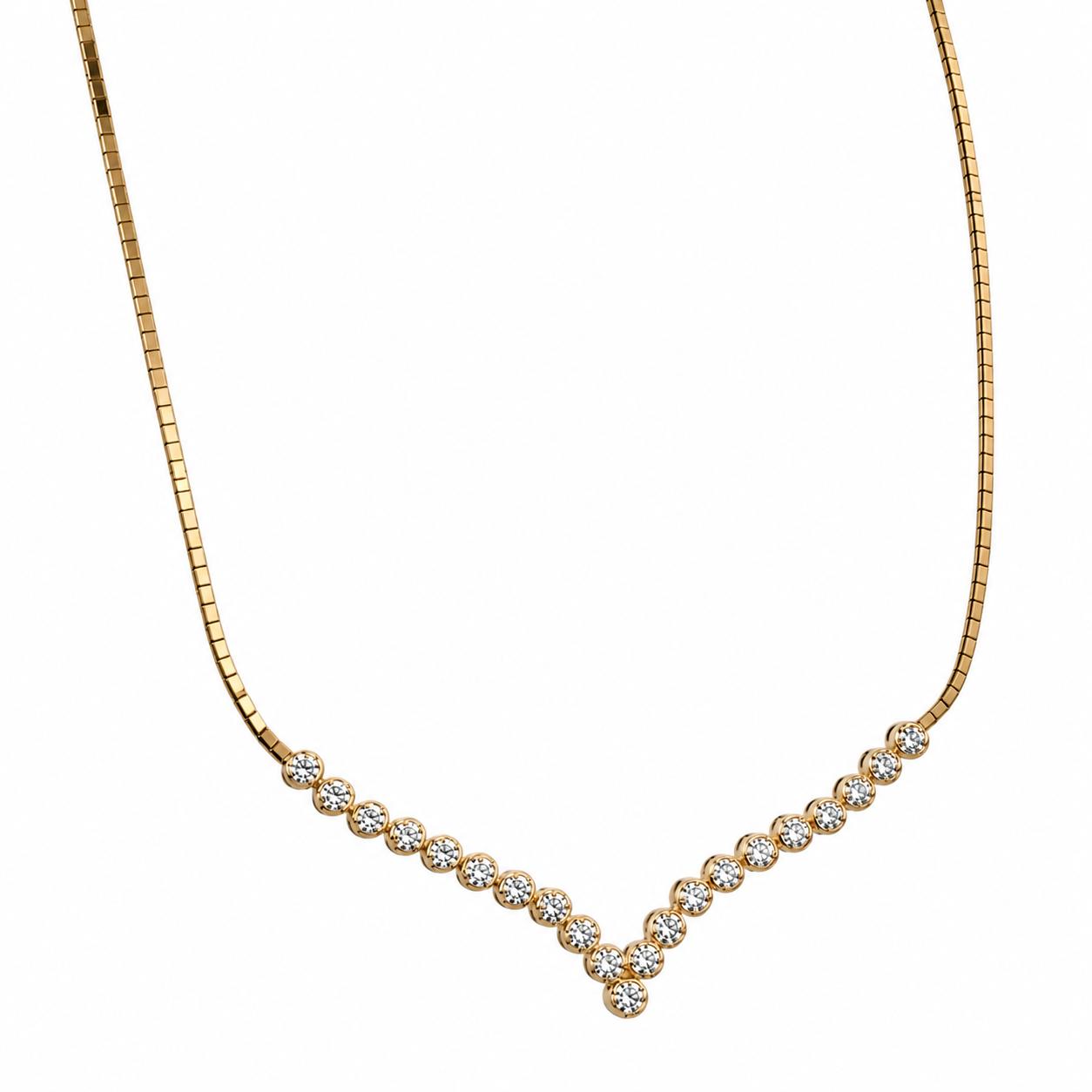 14K Yellow Gold 1.50 CTW Natural Diamond Graduated V Necklace 18"