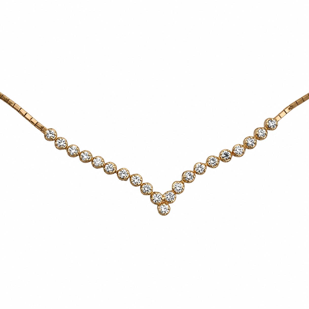 14K Yellow Gold 1.50 CTW Natural Diamond Graduated V Necklace 18"
