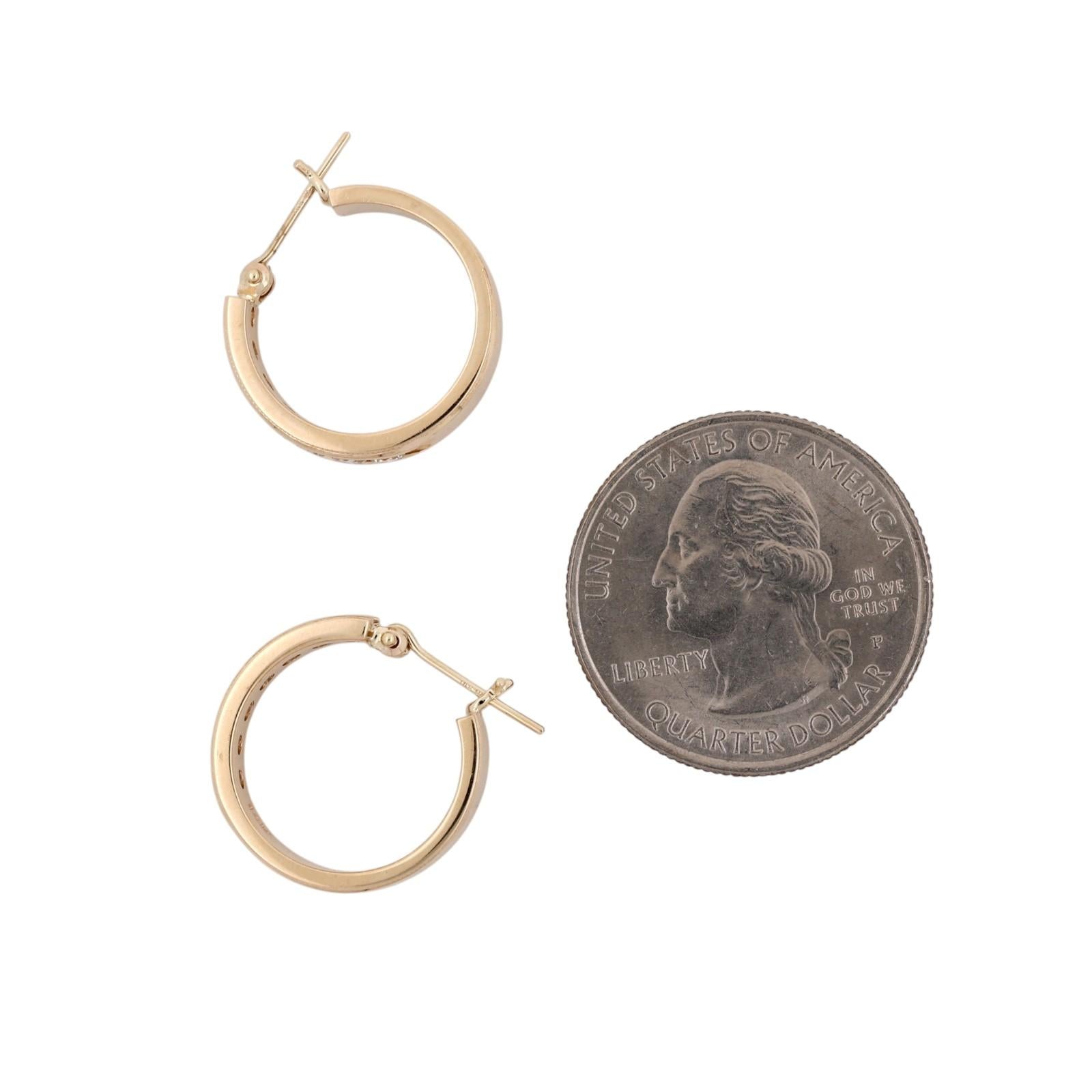 14K Yellow Gold 1.00 CTW Natural Diamond Channel Set Hoop Earrings 6.9g