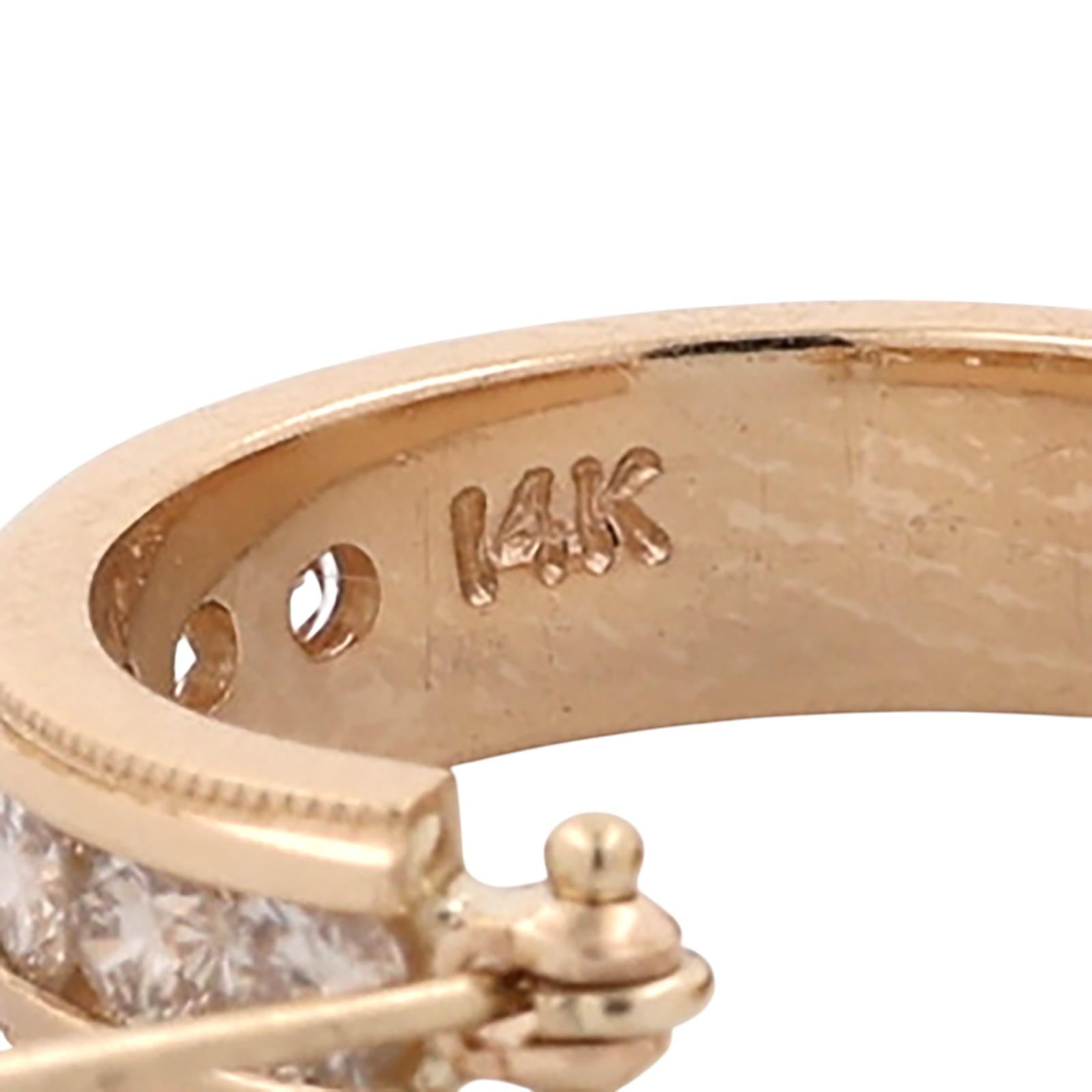 14K Yellow Gold 1.00 CTW Natural Diamond Channel Set Hoop Earrings 6.9g