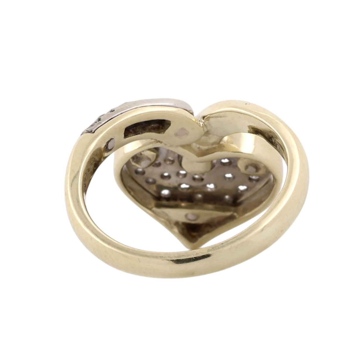 14K Two Tone Gold 0.75 CTW Natural Diamond Heart Cluster Cocktail Ring Size 6