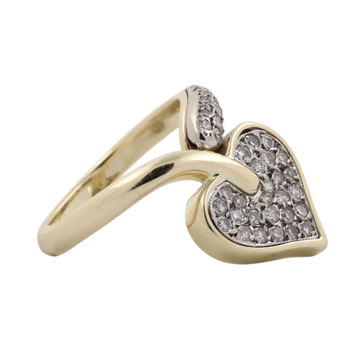 14K Two Tone Gold 0.75 CTW Natural Diamond Heart Cluster Cocktail Ring Size 6