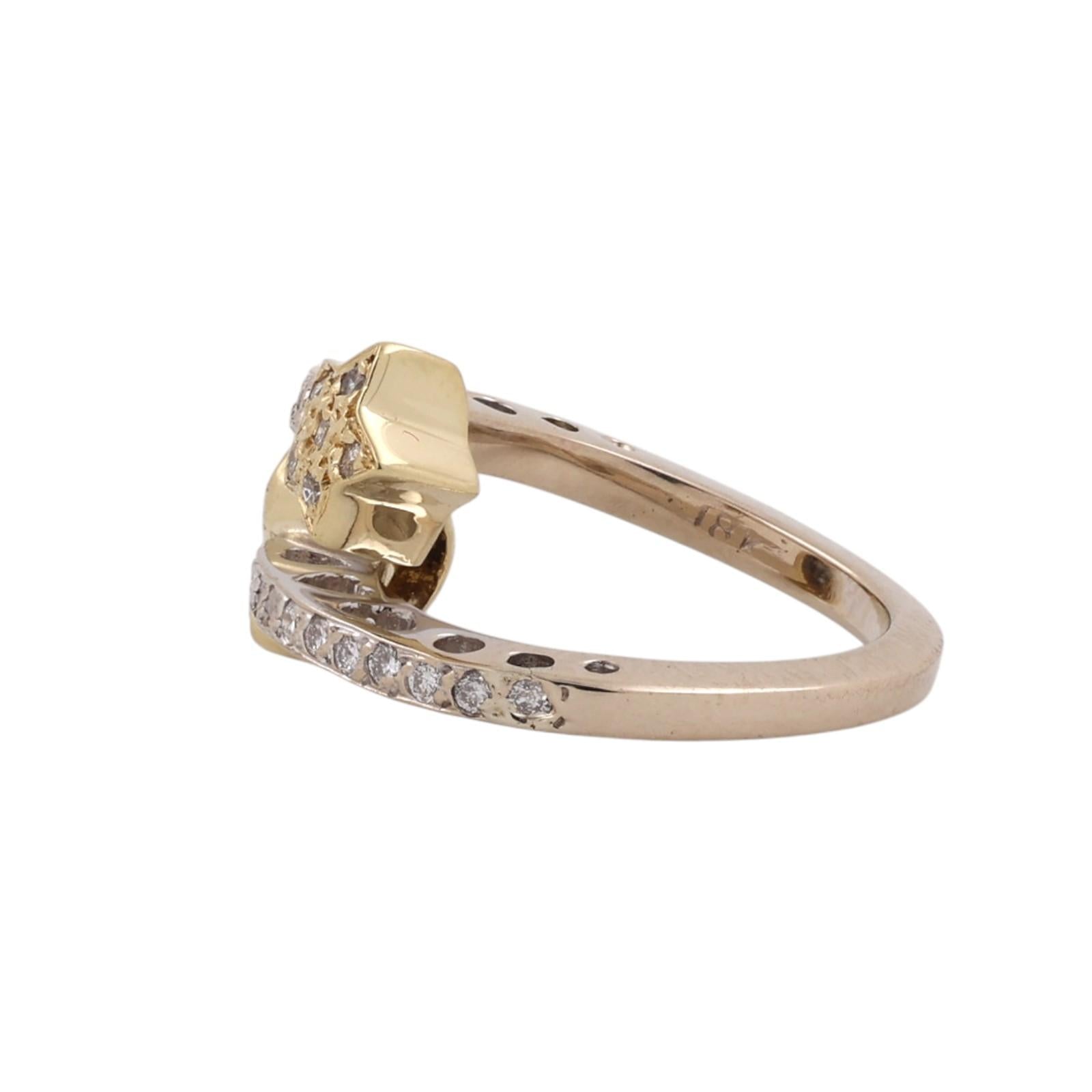 Natural Diamond Moon Star Ring 18K Two Tone Gold Celestial 0.50 CTW SIze 5.5