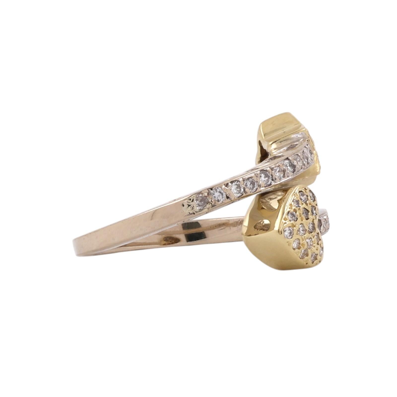 Natural Diamond Moon Star Ring 18K Two Tone Gold Celestial 0.50 CTW SIze 5.5