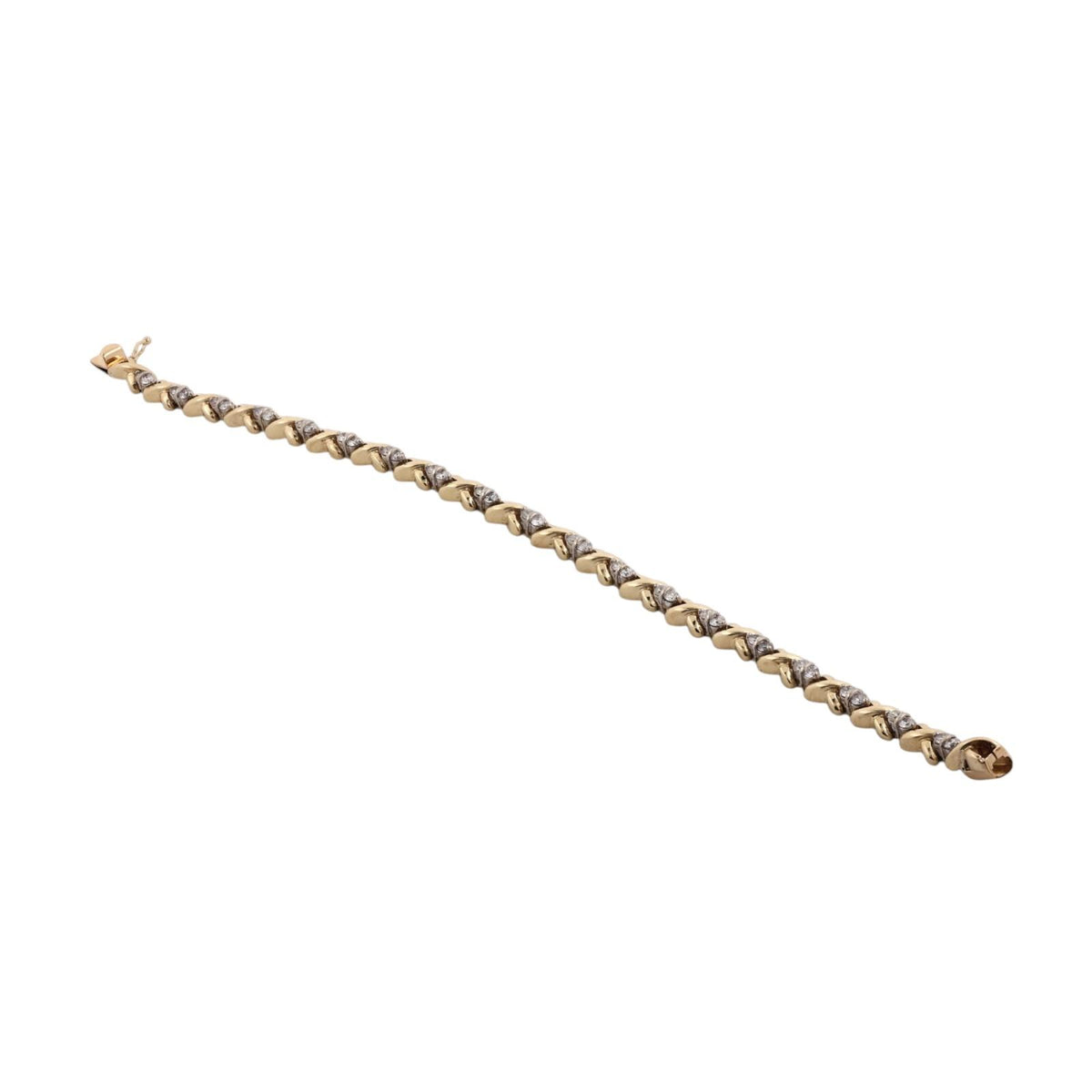 Natural Diamond X Link Bracelet 14K Two Tone Gold 1.30 CTW 7.75" 14.9g