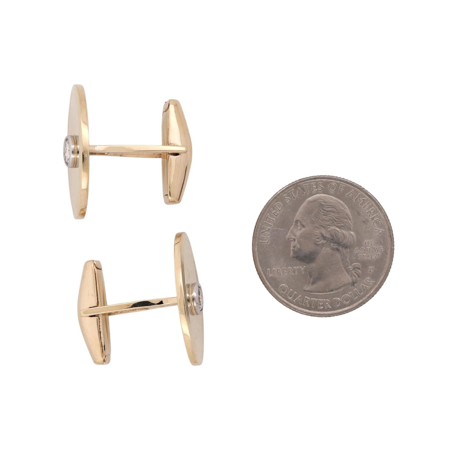 Men's Natural Diamond Cufflinks 14K Two Tone Gold 0.45 CTW Estate