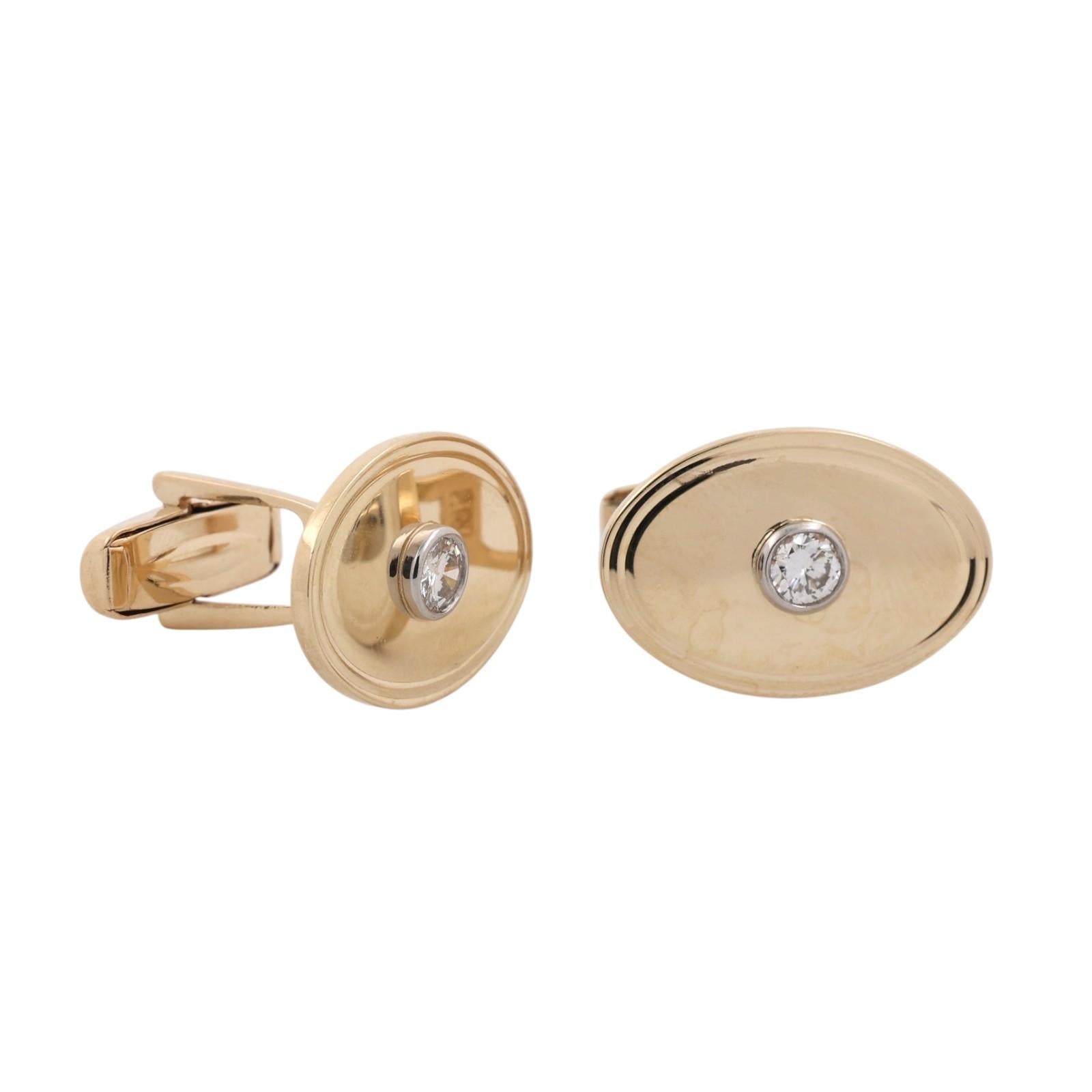 Men's Natural Diamond Cufflinks 14K Two Tone Gold 0.45 CTW Estate