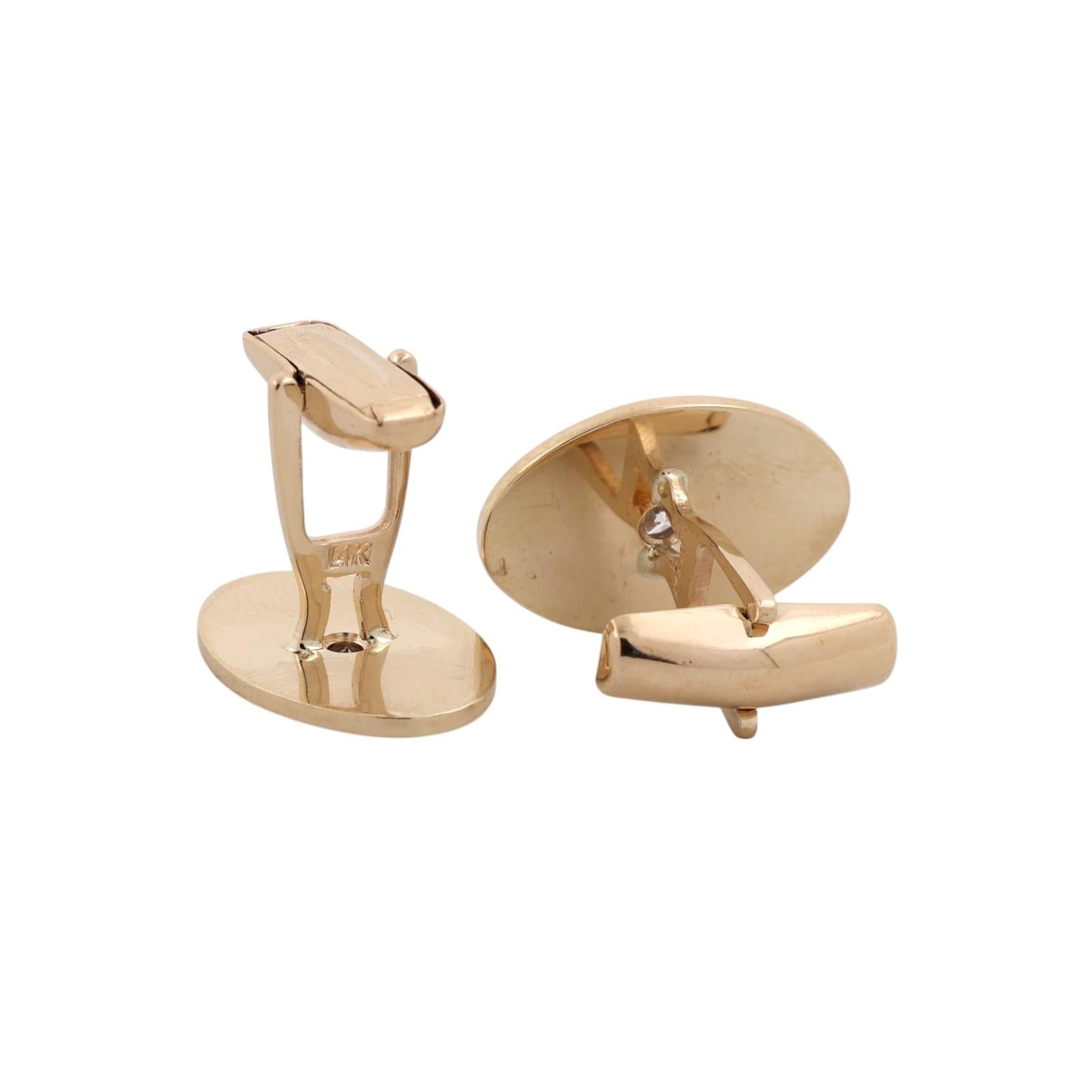 Men's Natural Diamond Cufflinks 14K Two Tone Gold 0.45 CTW Estate
