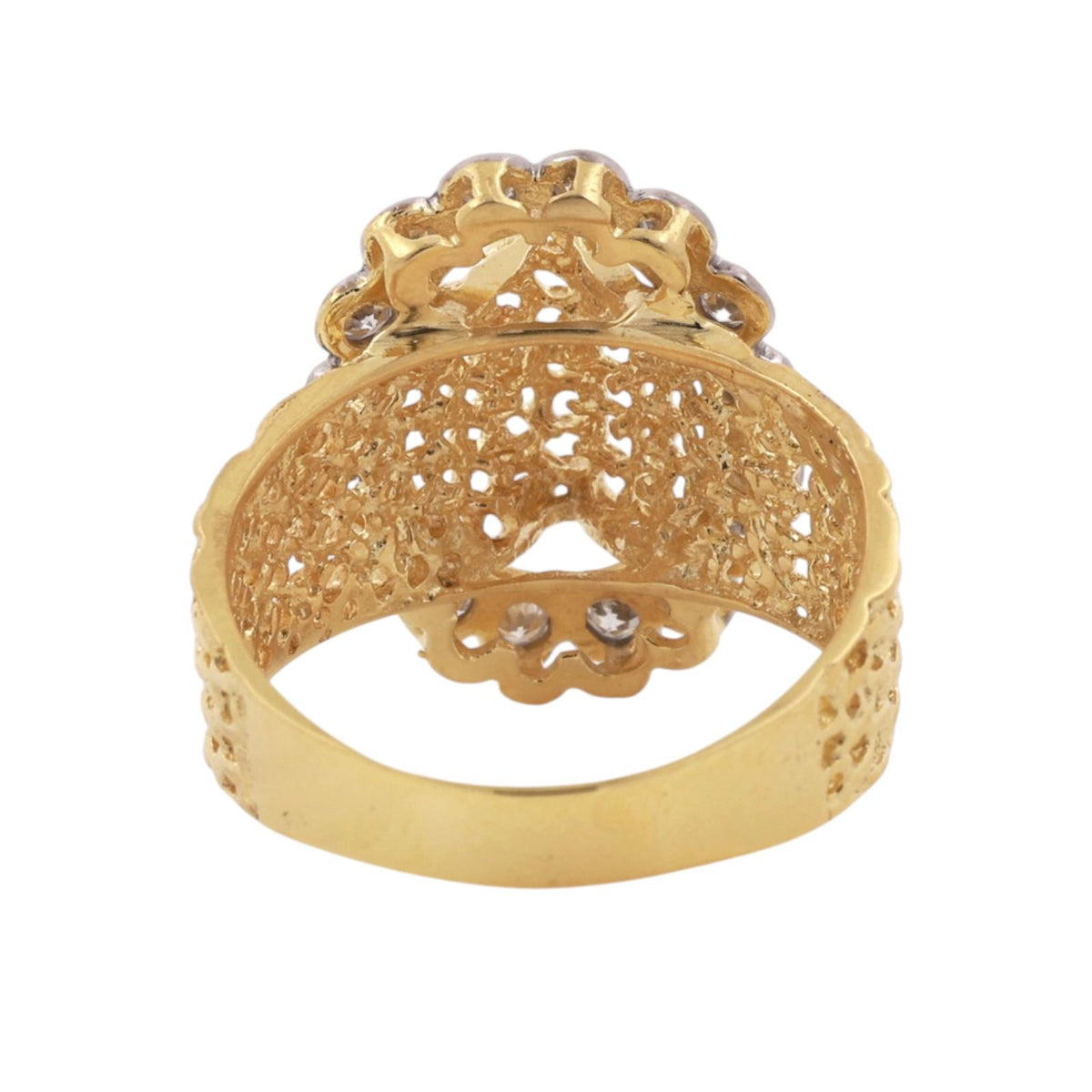 Vintage Two Tone Gold Diamond Basket Weave Cocktail Ring 0.40 CTW Size 8.5